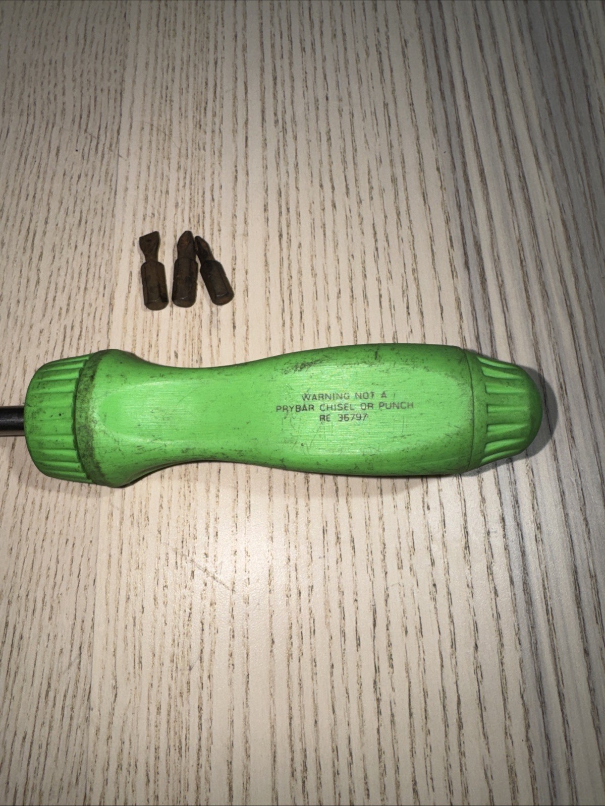 Snap-on SSDMR4B Ratcheting Screwdriver Green Magnetic Handle With 3 Bits USA