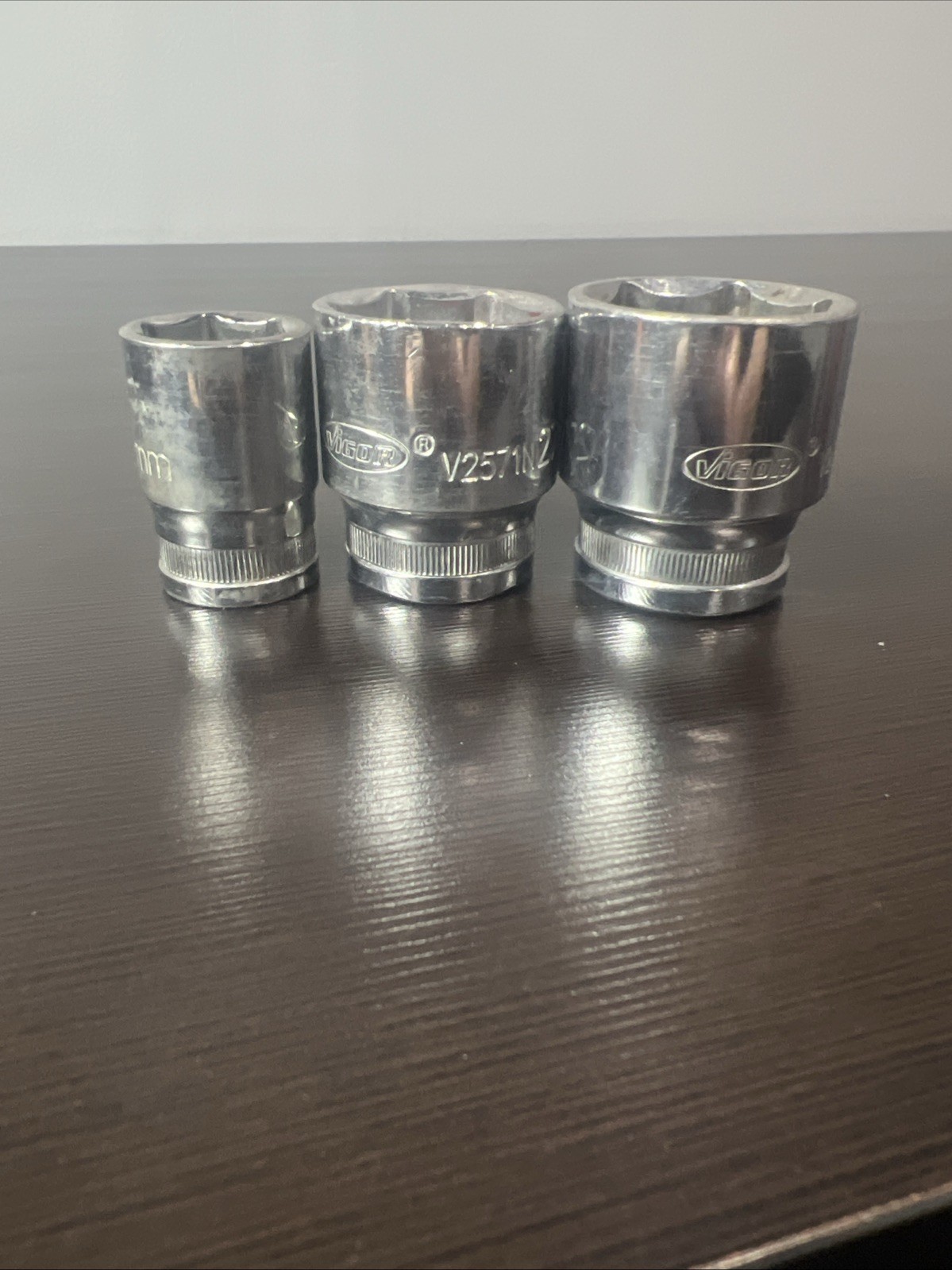 Vigor Socket Set 3-piece 1/2” 6-point Preowned Good 19mm 27mm 30mm