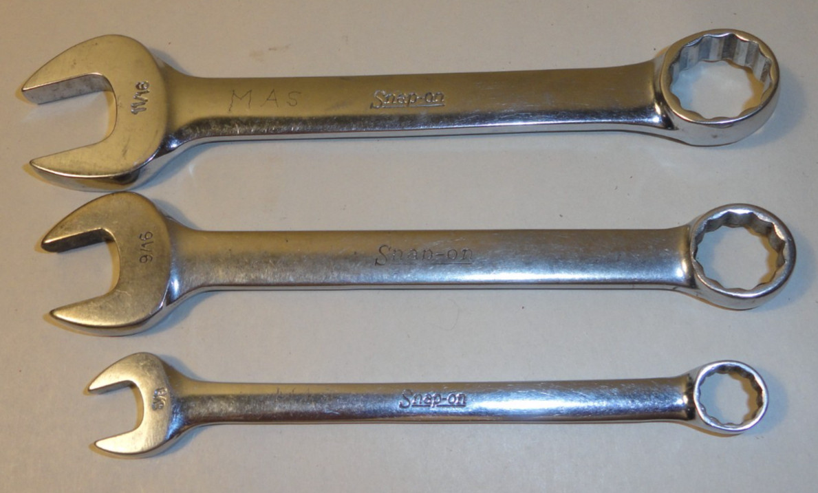 Snap On Tools OEX120 180 220 Short Combination Wrench 12 Point 3/8 9/16 11/16″