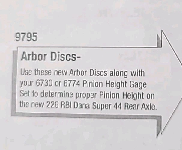 Miller 9794 & 9795. Arbor Discs & Dummy Bearings. 226 RBI Dana Super. Cherokee.