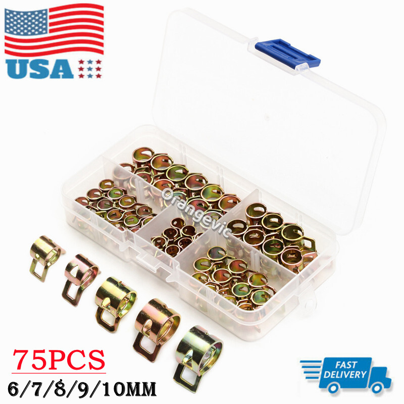 50/75Pcs Hose Spring Clips/Pliers Fastener Kit Fuel Line Water Pipe Tube Clamps