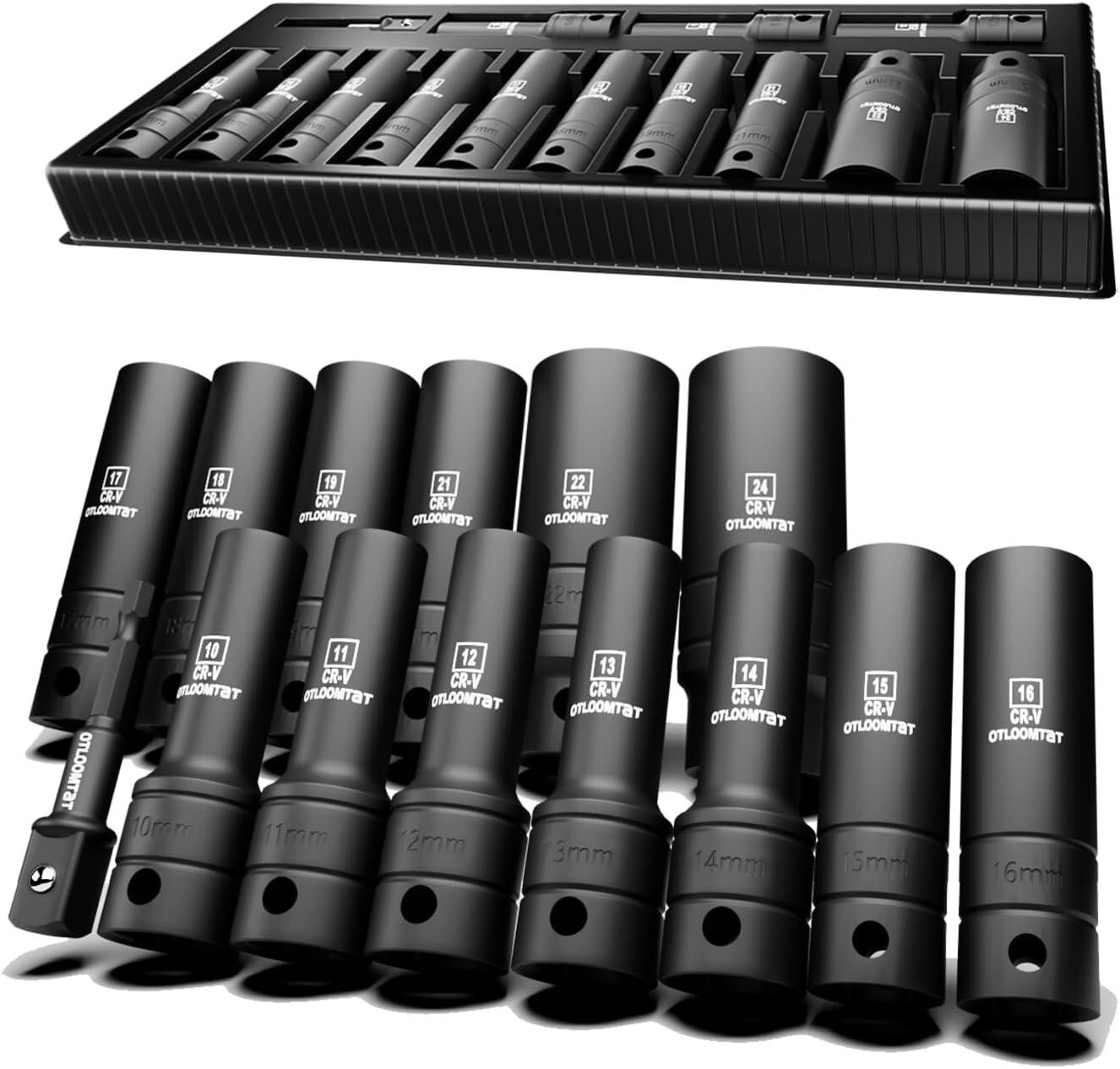 14-Piece 1/2-Inch Super-Rugged & Durable Impact Socket Set, Well-Made Industrial