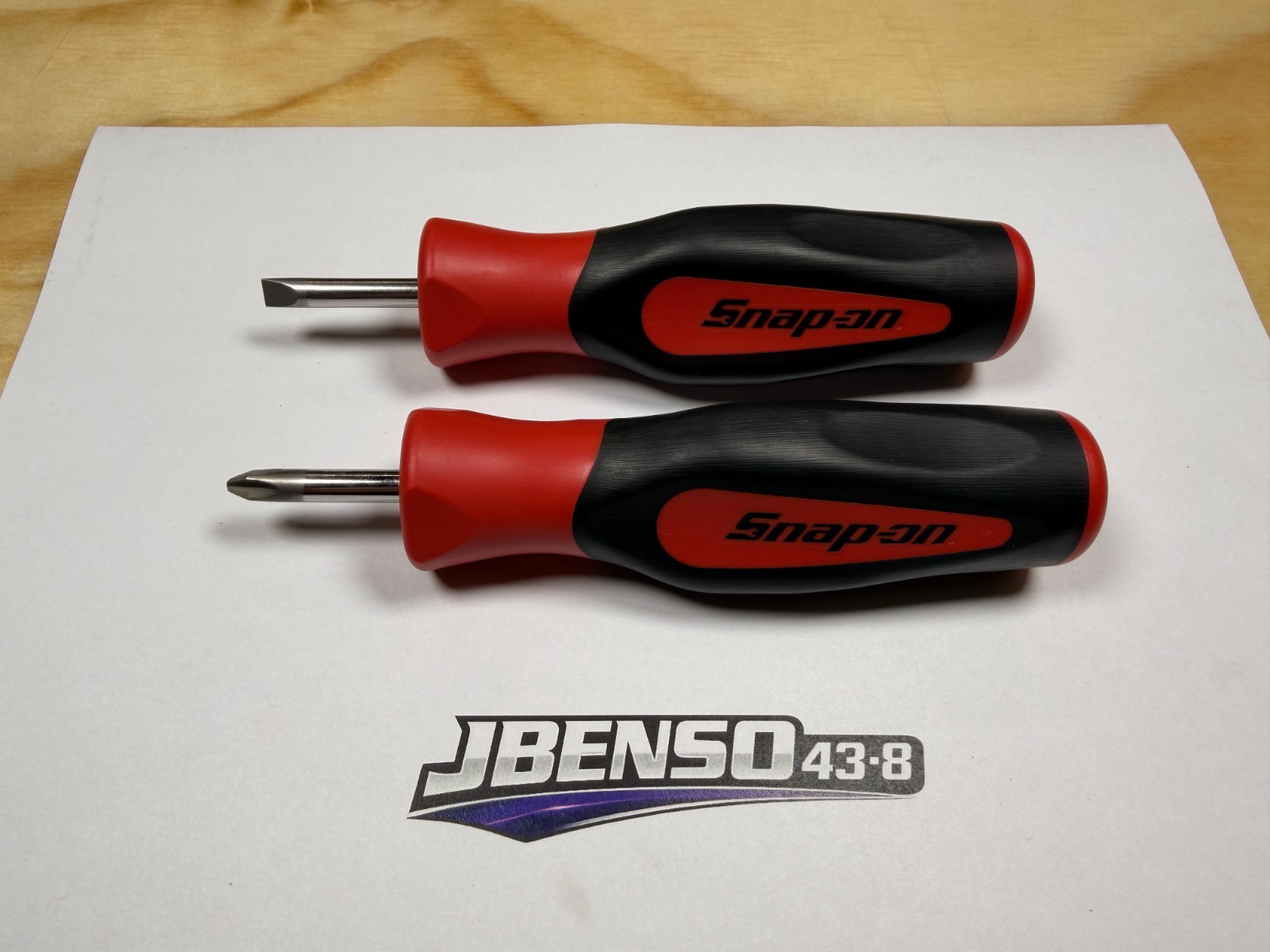 Snap-on Tools USA NEW RED 2pc Soft Grip Instinct Handle Stubby Screwdriver Set