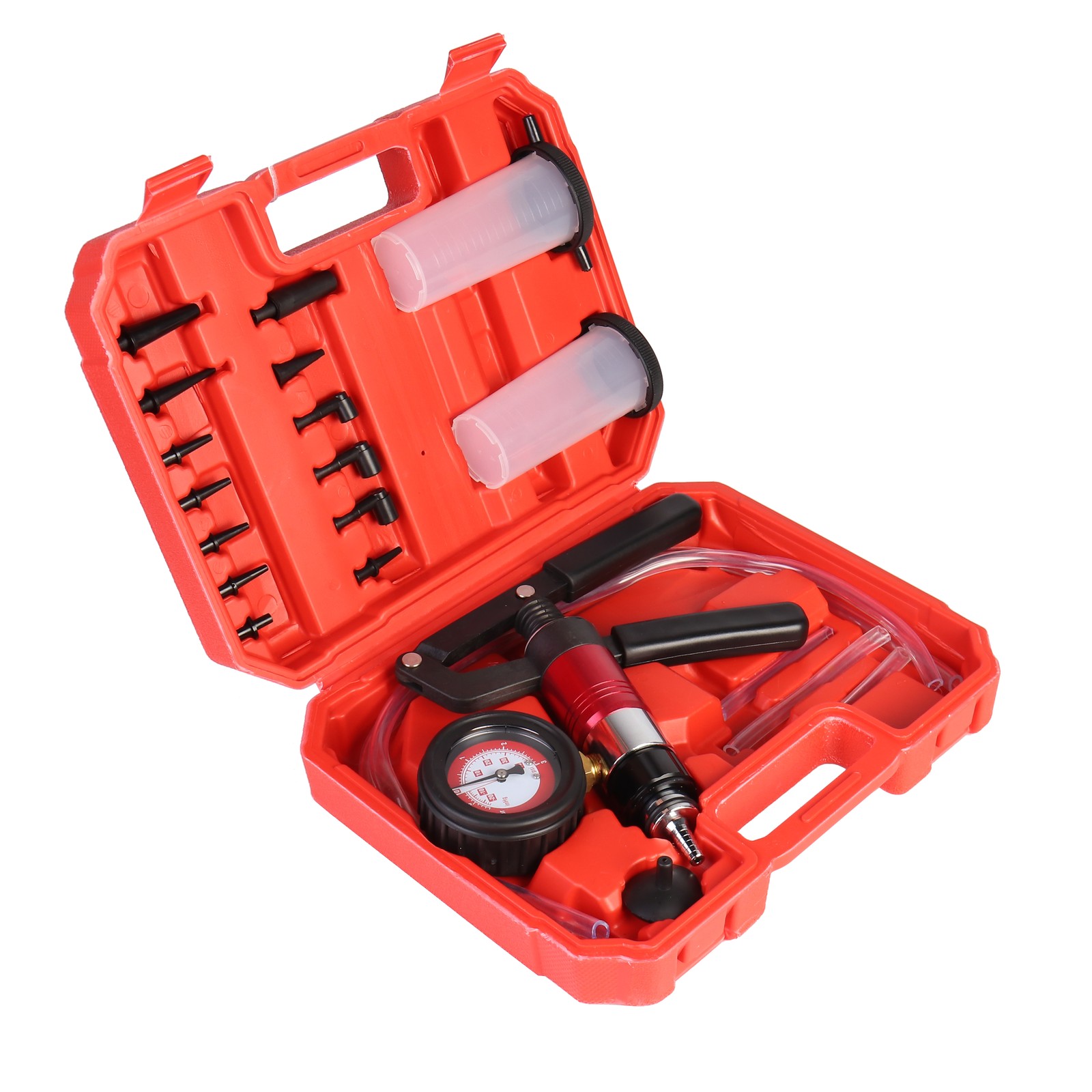 Universal Hand Held Vacuum Pressure Pump Tester Adapters Storage Reservoir Tool