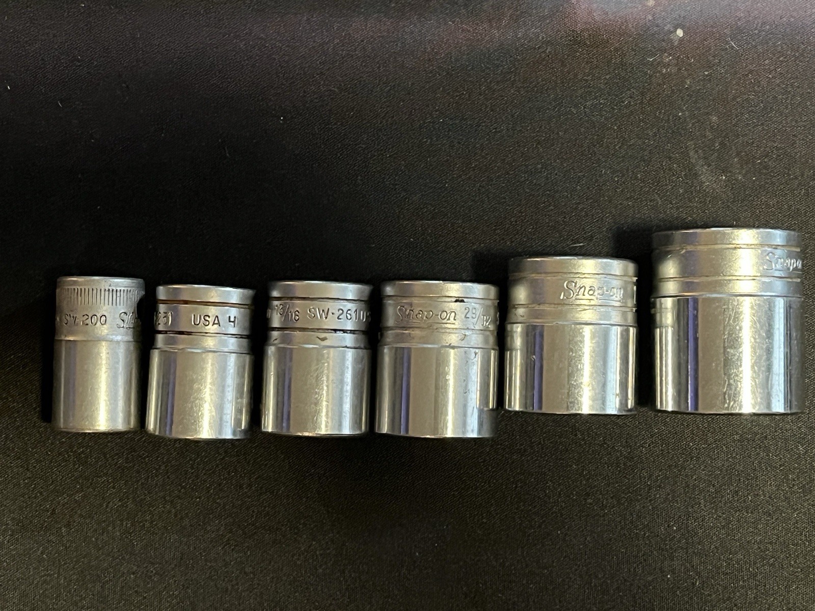 Snap On Tools SAE 1/2 Drive 12 Point Shallow Socket Lot Of 6