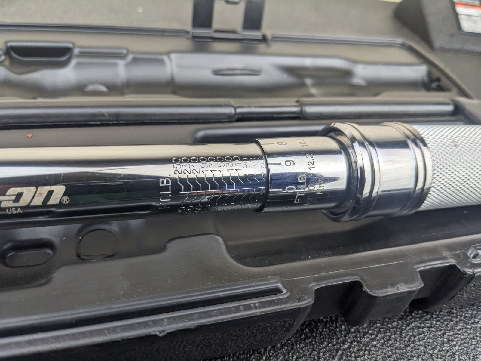 #bo124 Snap On QD3R250A 1/2″ Drive Adjustable Click Torque Wrench 50-250Ft Lbs