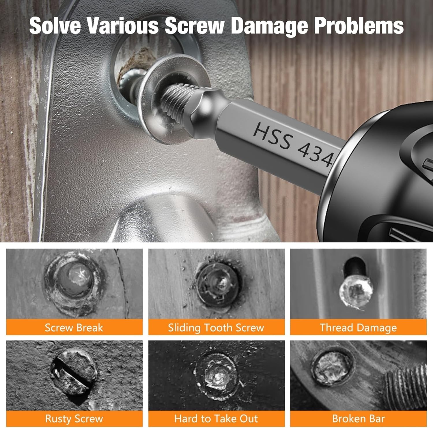 High-Speed 6 PCS Bolt Extractor Set – Dual-Head Design for Easy Screw Extraction