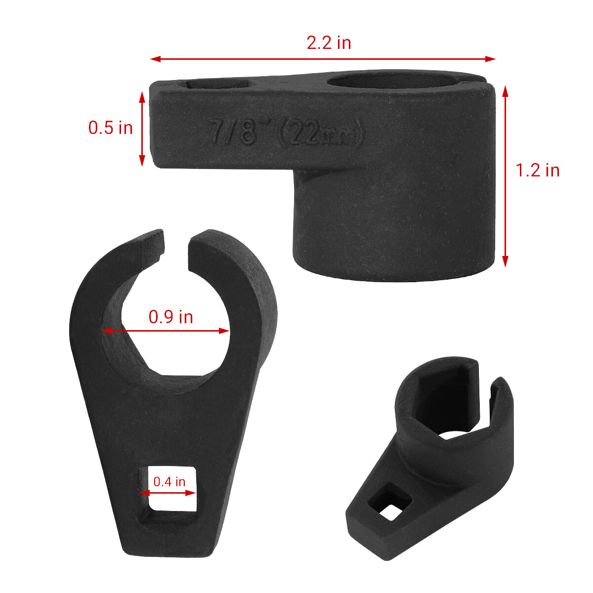 7/8 Inch and 22mm Offset Oxygen Sensor Socket Wrench Removal Tool 3/8 Inch Drive