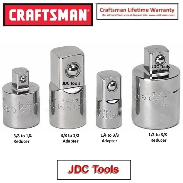 CRAFTSMAN 8pc 1/4 3/8 1/2 3/4 ratchet universal wobble flex adapter socket set