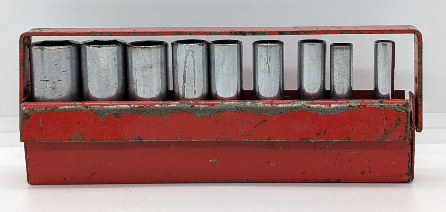 Snap-On STM 6, 7, 9, 10, 11, 12, 14, 16, 18 – 9-Piece Deep Socket Set W/ Holder