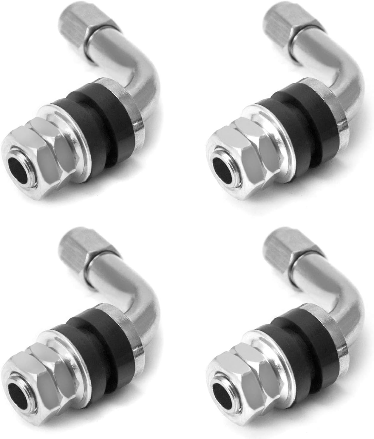 4Pcs 90° Angled Tyre Valve Stems Bolt-In Anti-Leak for Car Motorcycle Tires