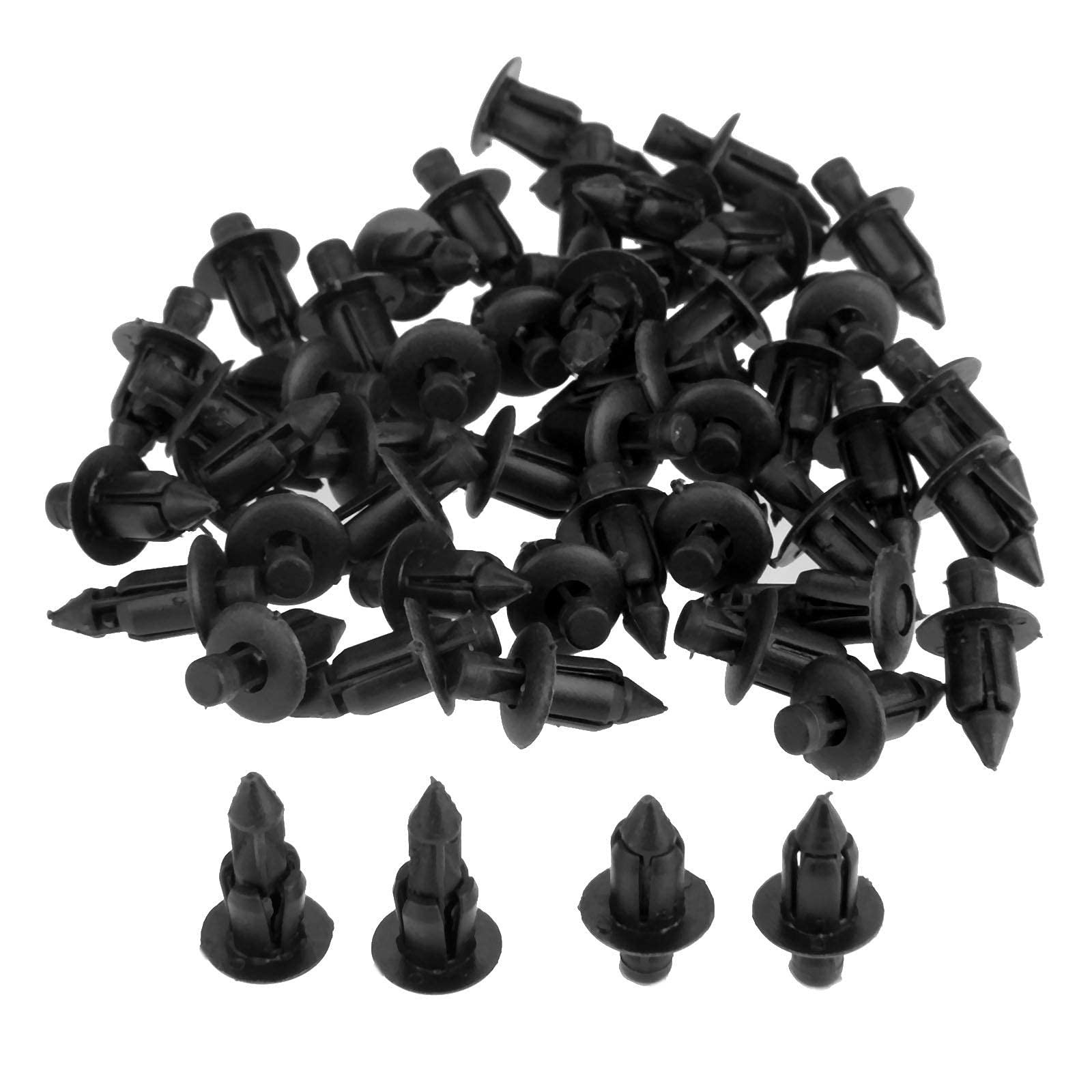 Mtsooning 50PCS Universal Car Retainer Clips, 6mm Plastic 12mm x 21mm, Black
