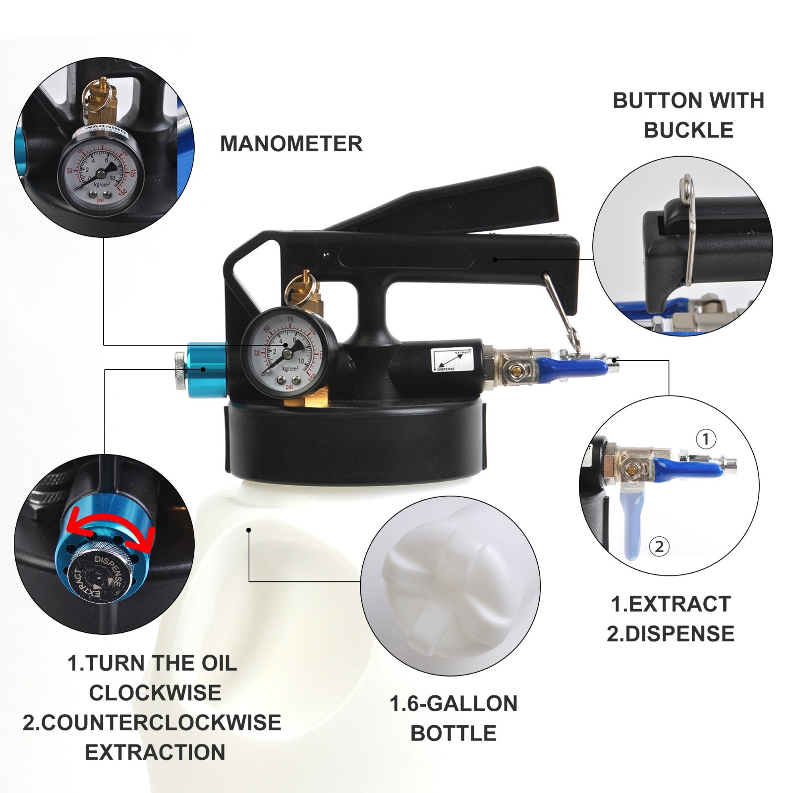 2 Way Pneumatic Transmission Oil Changer Gear ATF Oil Extractor&Refill Dispenser