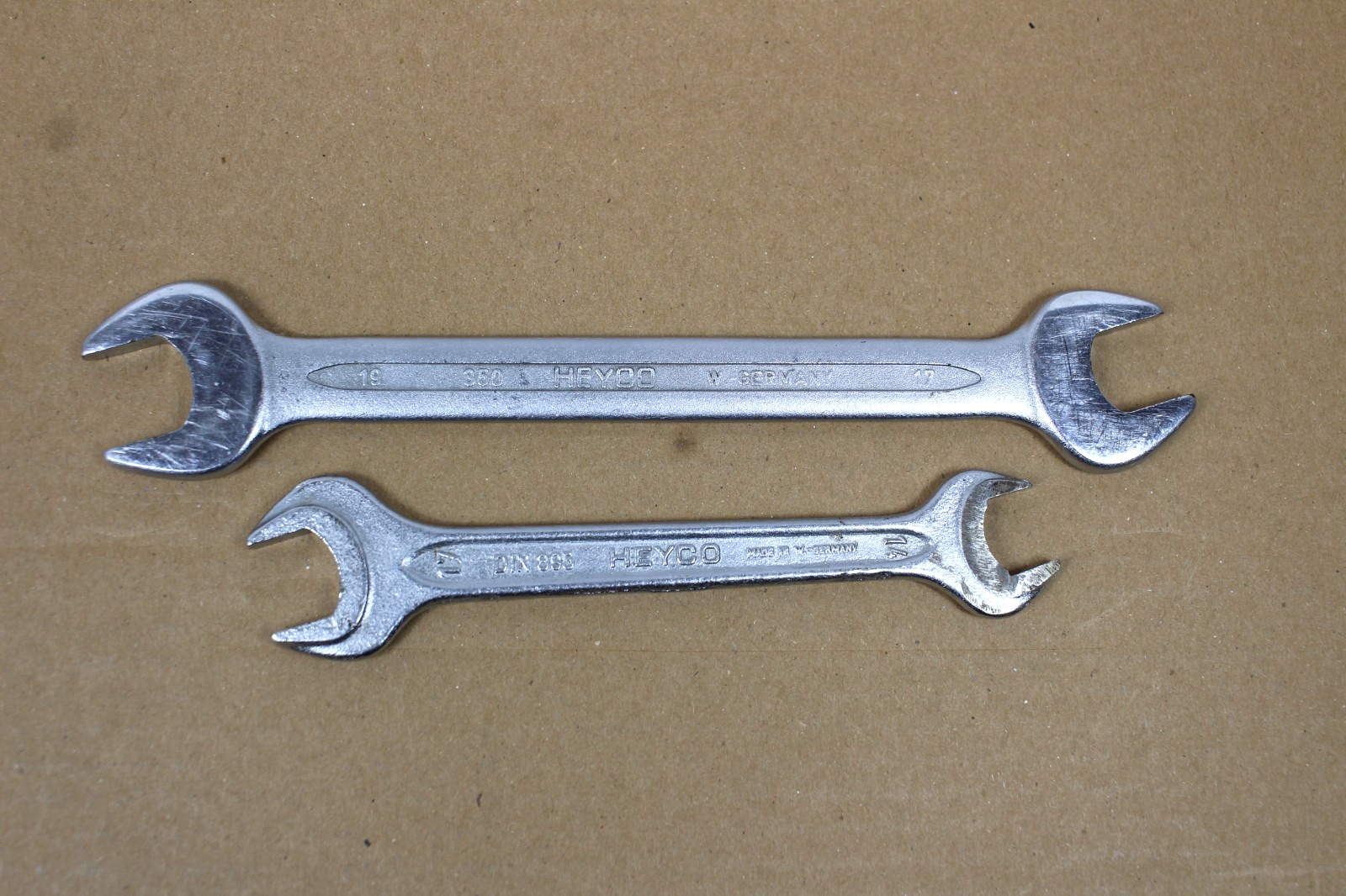 BMW Heyco 350 19mm-17mm & 17mm-14mm West Germany Open End Wrench Chrom-Vanadium