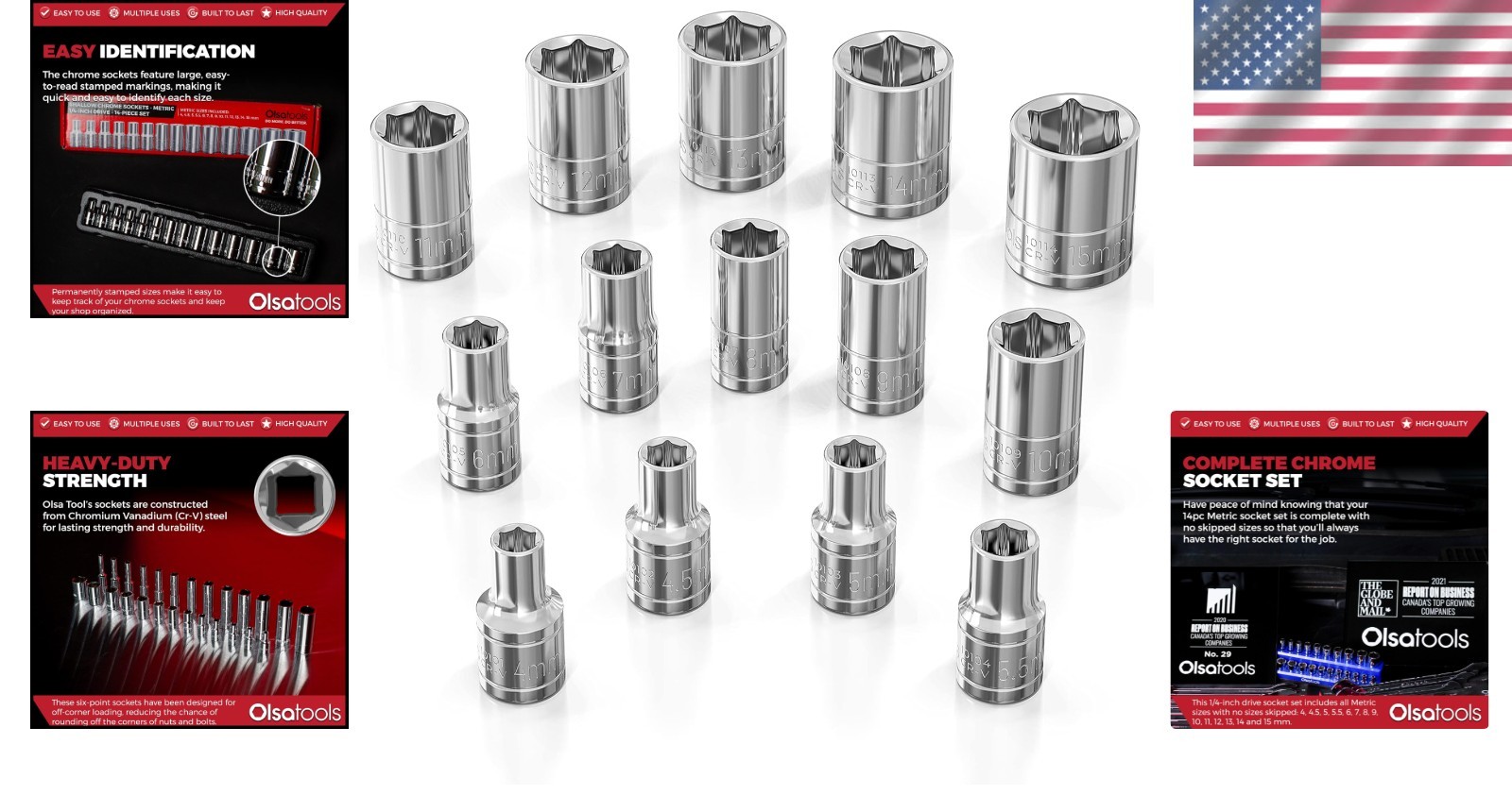 Shallow Metric Socket Set – 14 Sizes Included