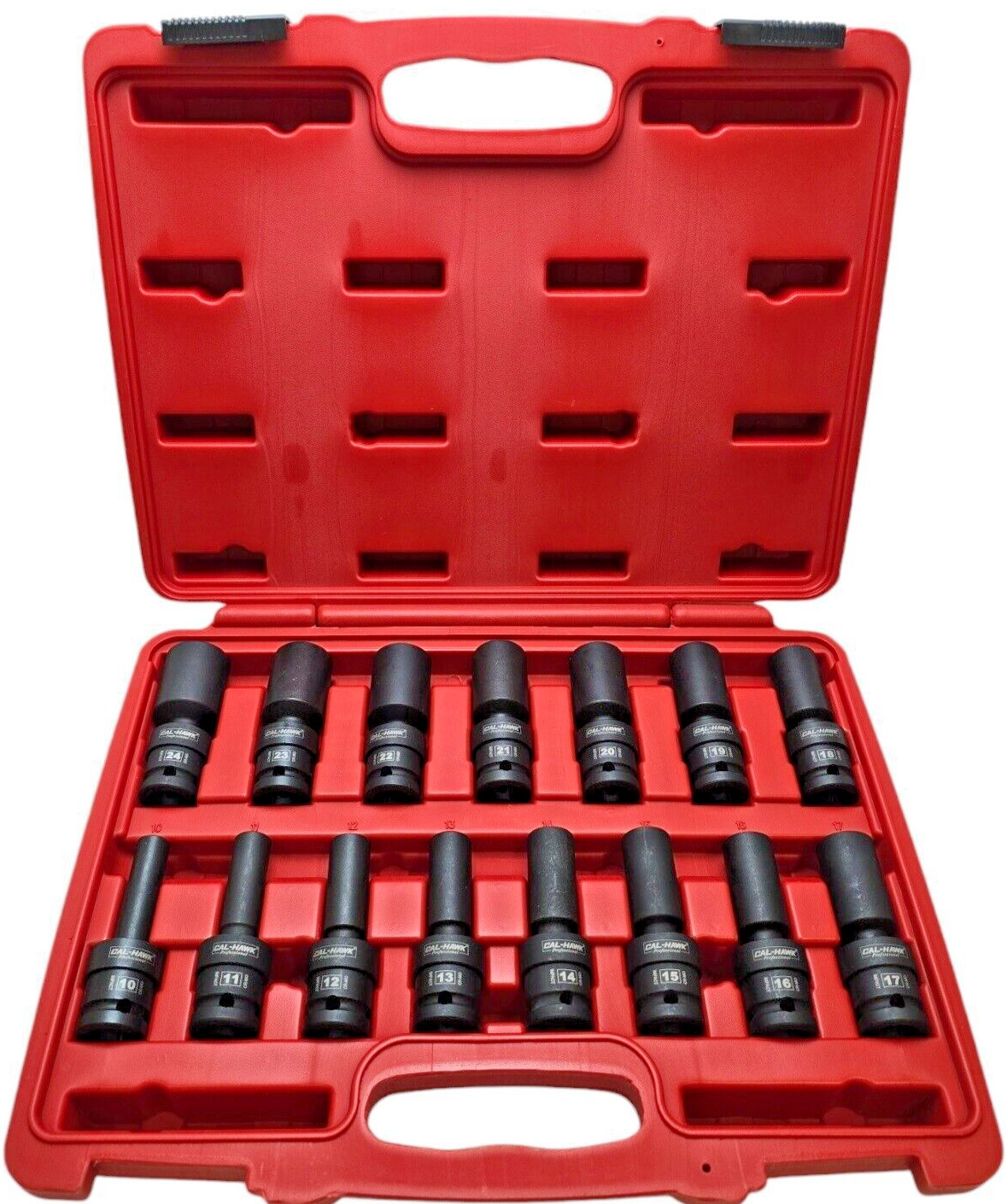 15 PC 1/2″ DR. Universal Swivel Deep Impact Socket METRIC PRO Radius 10-24mm Set