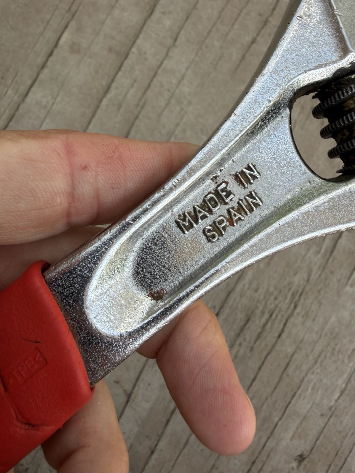 SNAP-ON 12″ INCH FLANK DRIVE PLUS ADJUSTABLE WRENCH FADH12A RED, GOOD COND SPAIN
