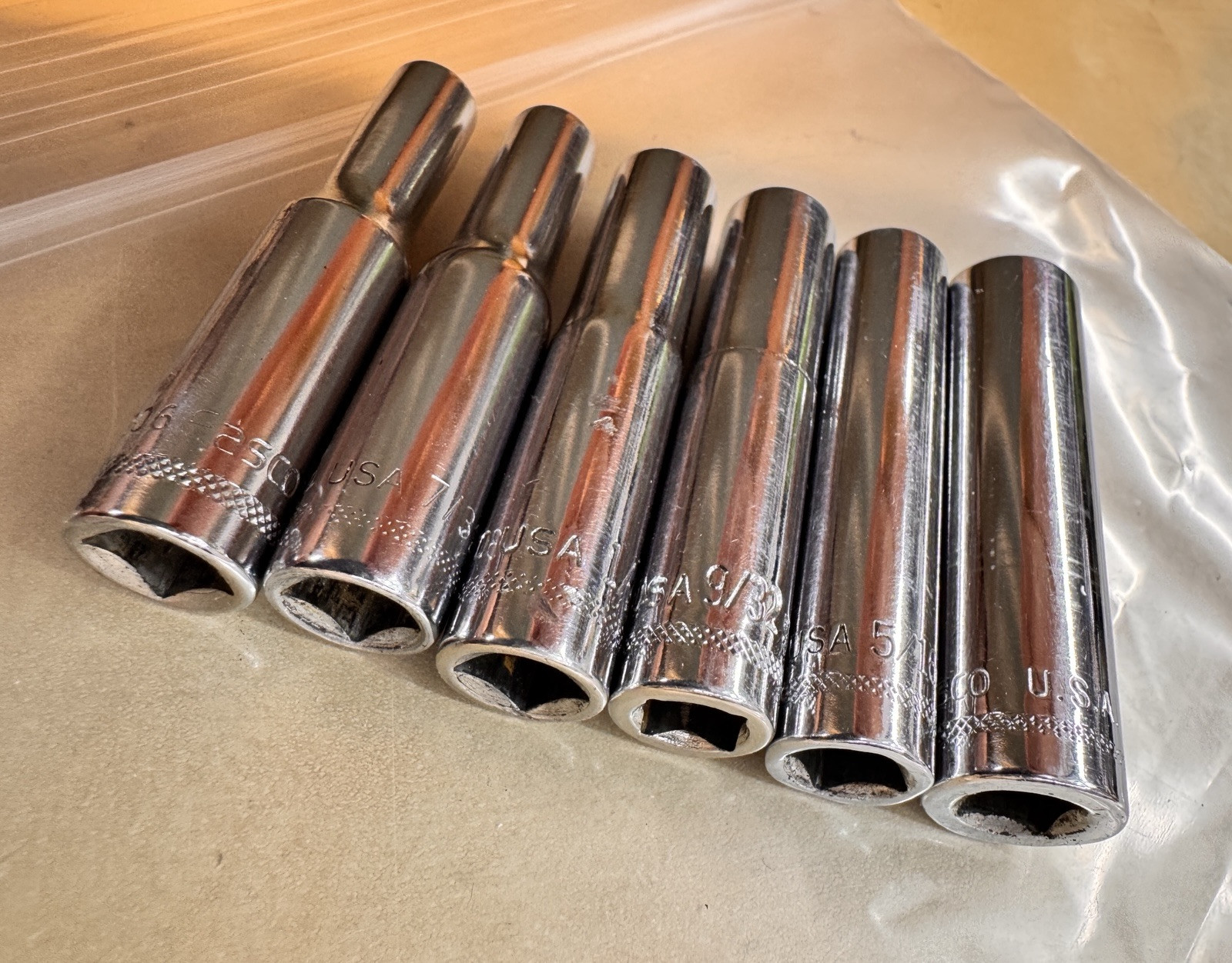 EASCO 51 SAE 6 Point Deep Well 1/4″ Drive Socket Lot / Set USA 1209 1210 1212