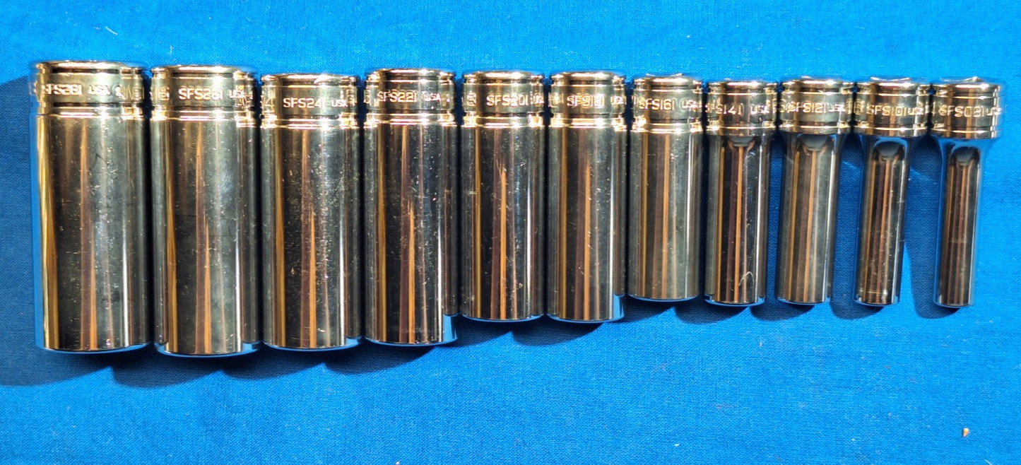 Snap On 11 pc 3/8″ Drive 6-Point SAE DEEP Socket Set 7/8″ – 1/4″ 211SFSY NEW !!