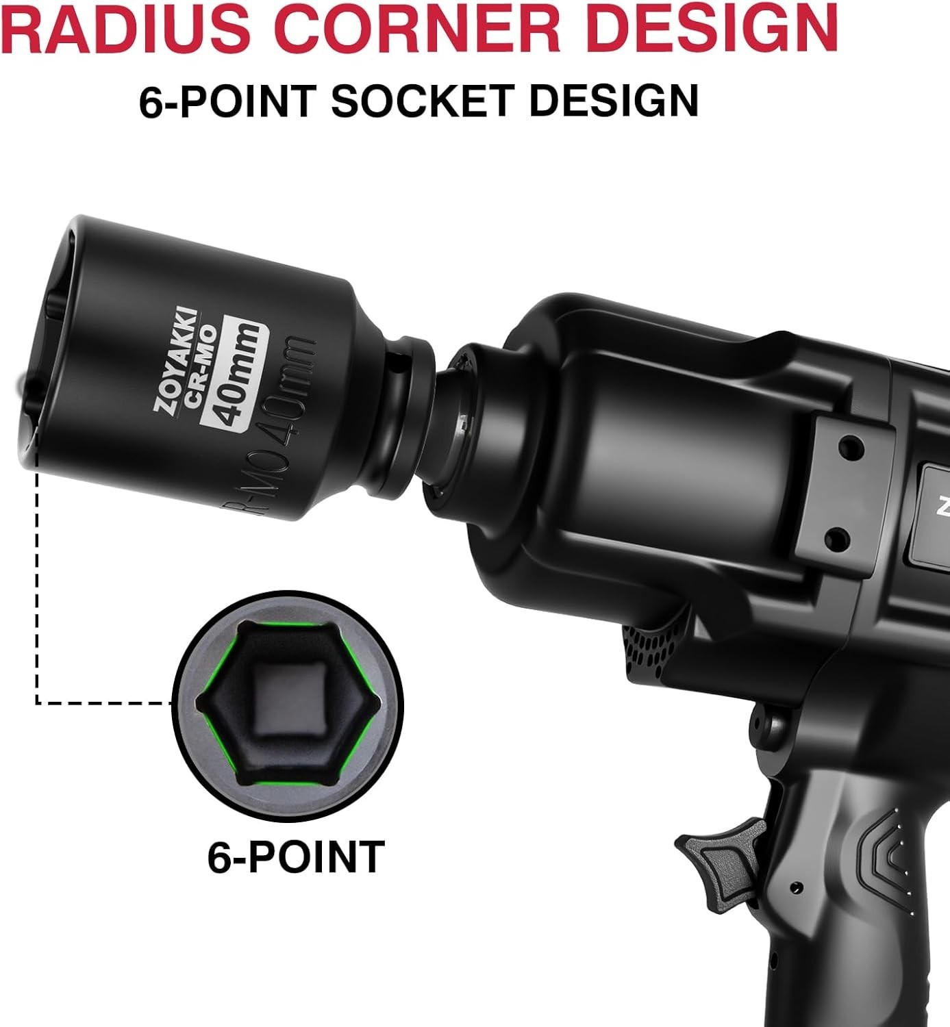 1/2″ Drive x 40 mm Deep 6 PT Impact Socket, CRMO, 1/2inch Drive 6 Point Axle …