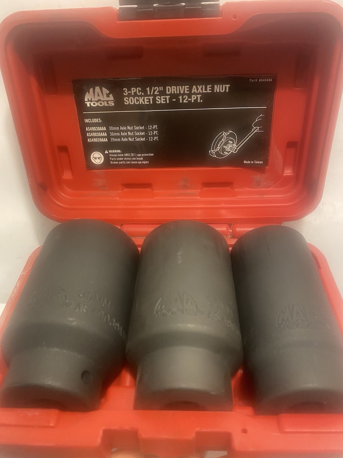 New MAC Tools AS4549A 3 Piece 1/2″ Drive Axle Nut Socket Set 12 Point