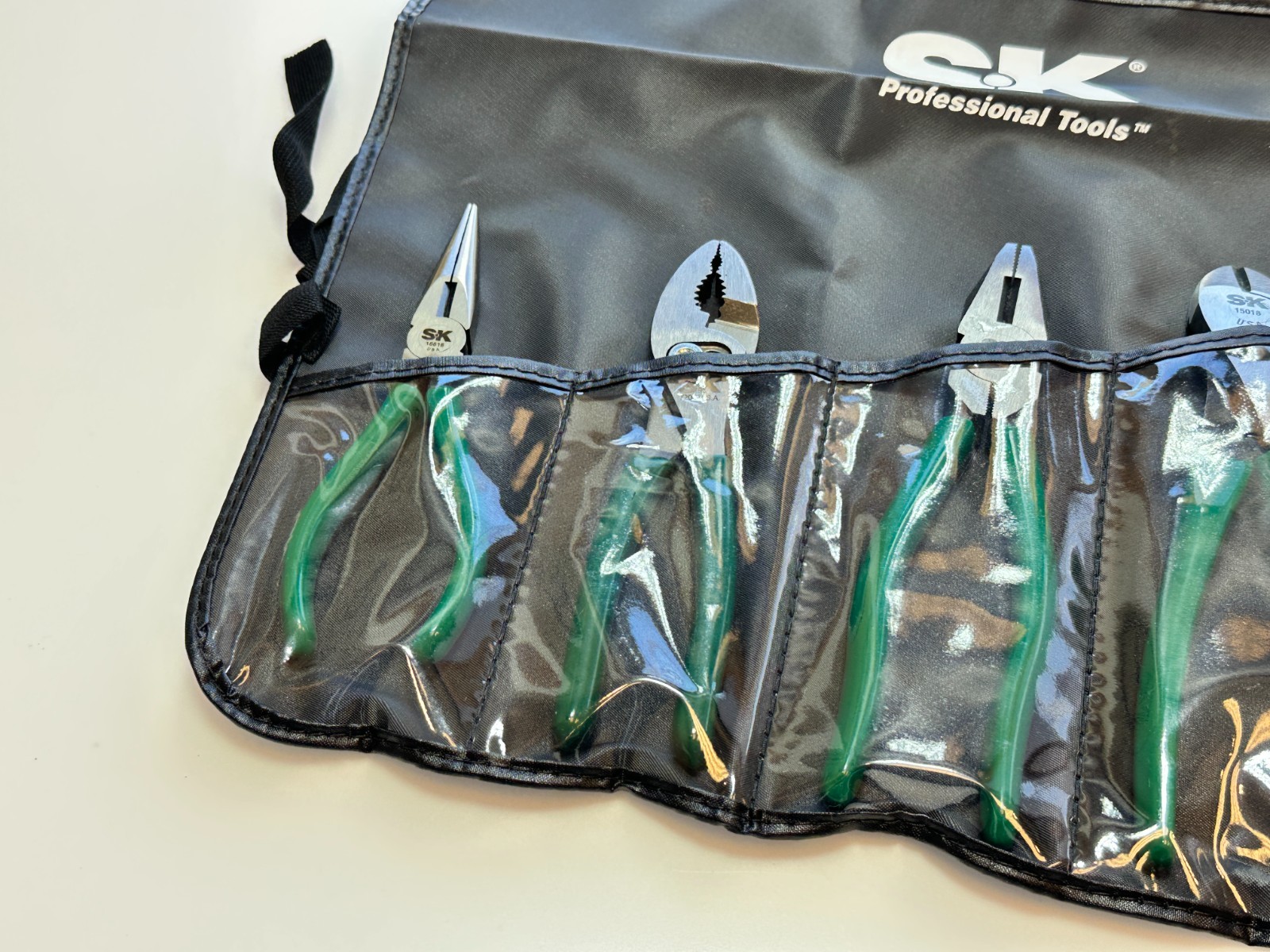 NEW SK Tools USA 5pc General Purpose Pliers Set, Green Cushion Grip w/ Kit Bag