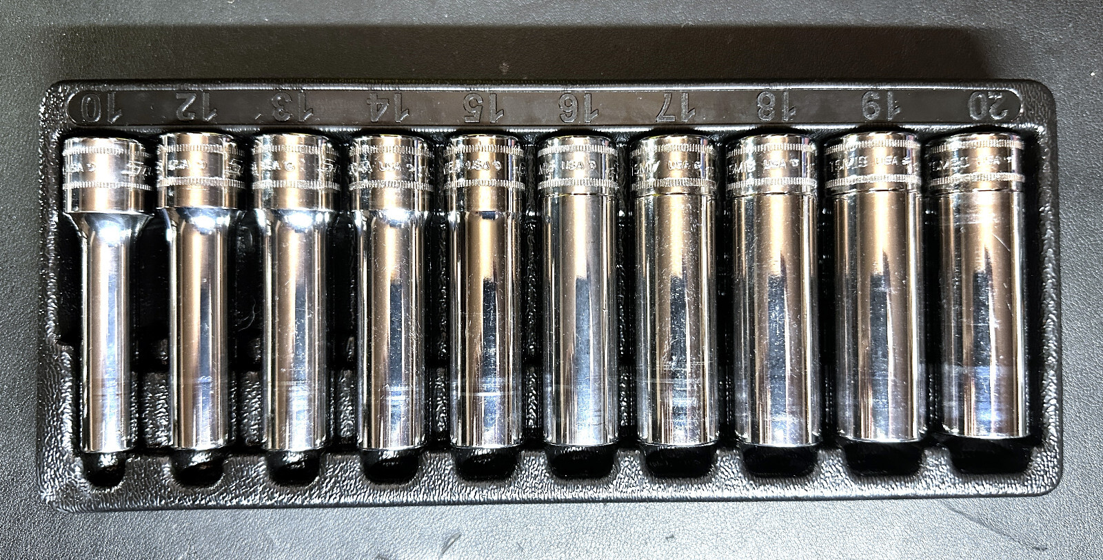 SNAP ON 310TSM 10-Pc 1/2″ Drive 6-Pt. Metric Flank Drive® Deep Socket Set USA