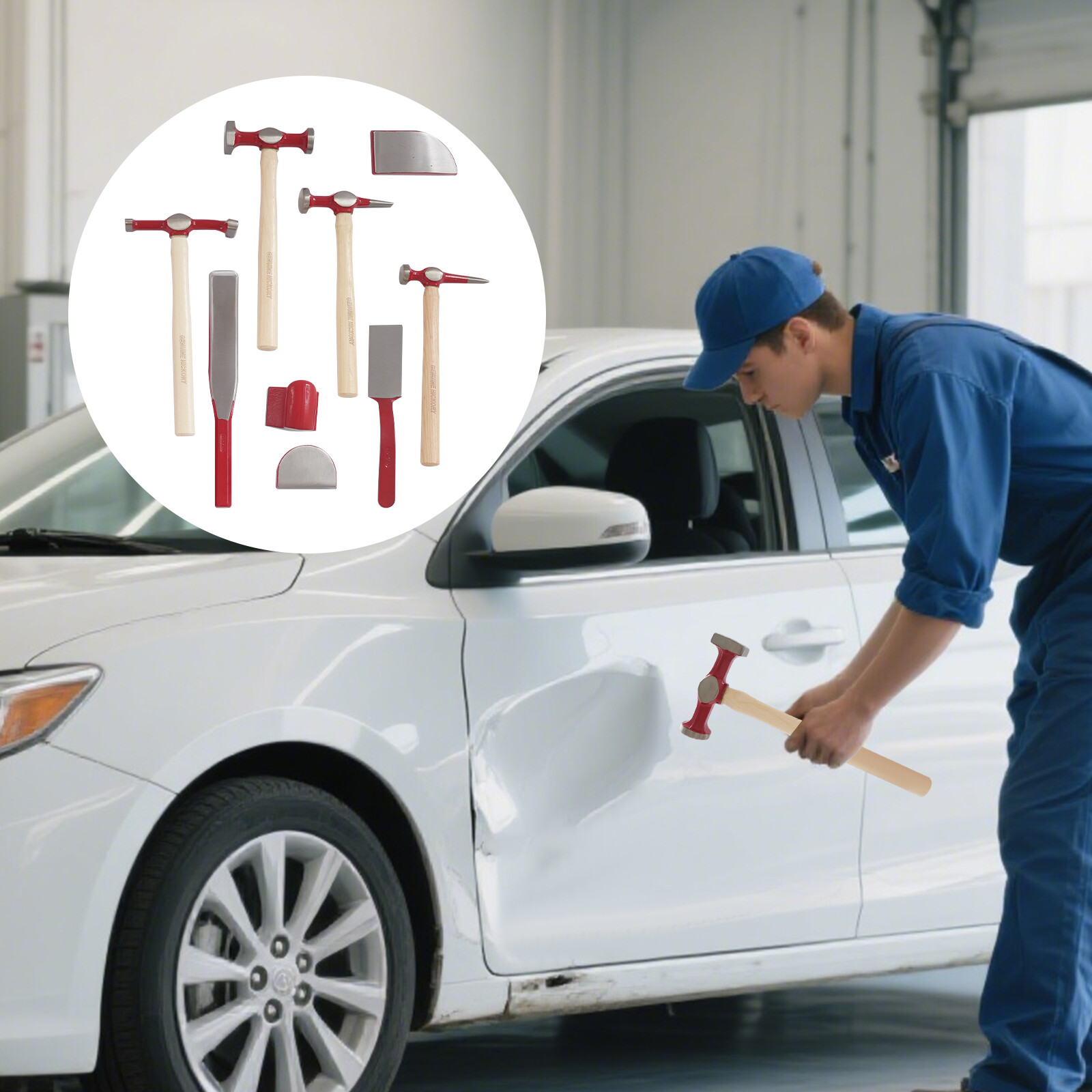 9pcs Set Hand Car Auto Body Work Hammer Dent Dolly Repair Kit w/ Tool Box