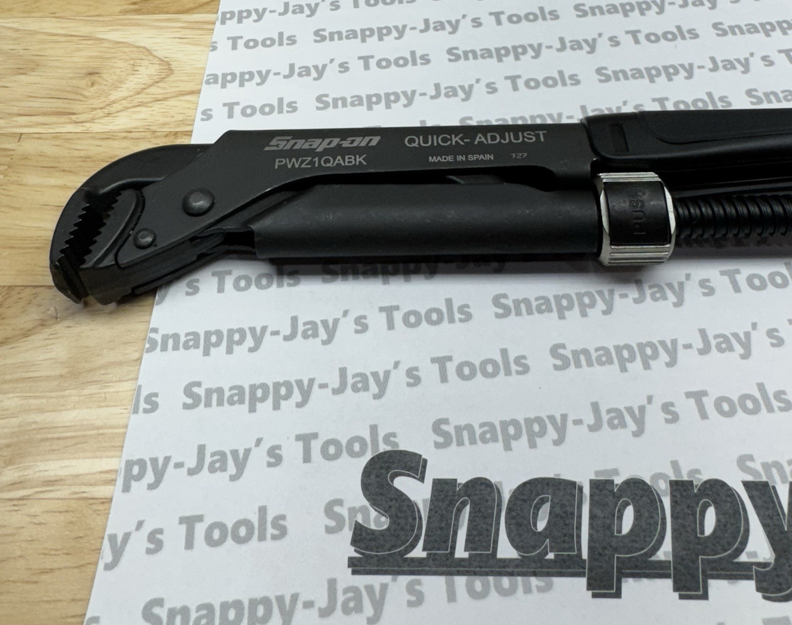 Snap-on Tools SPAIN RARE NEW BLACK Soft Grip Quick Adjust Wrench Pliers PWZ1QABK