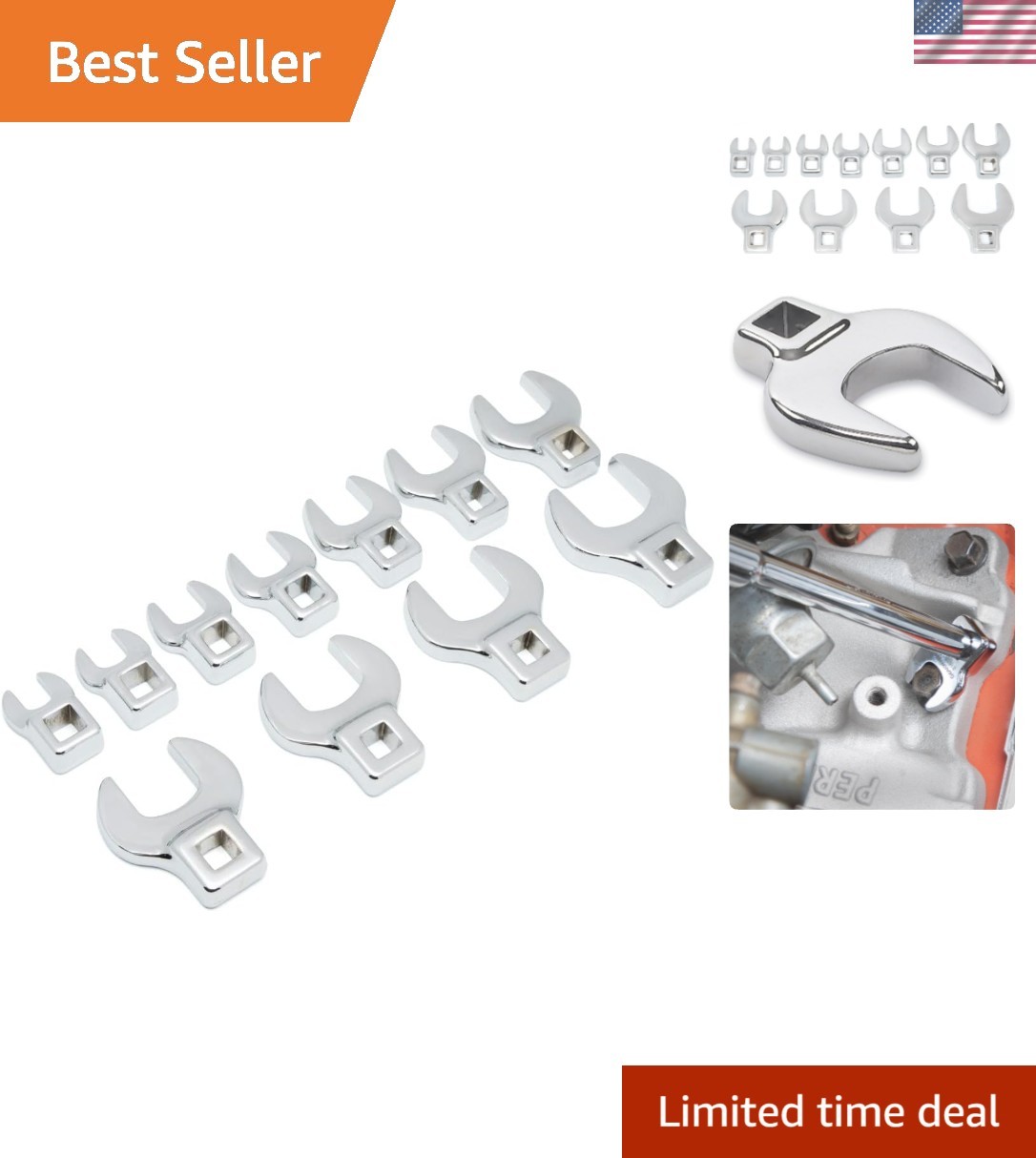 11 Pc. 3/8″ Drive Crowfoot Wrench Set, SAE – 81908