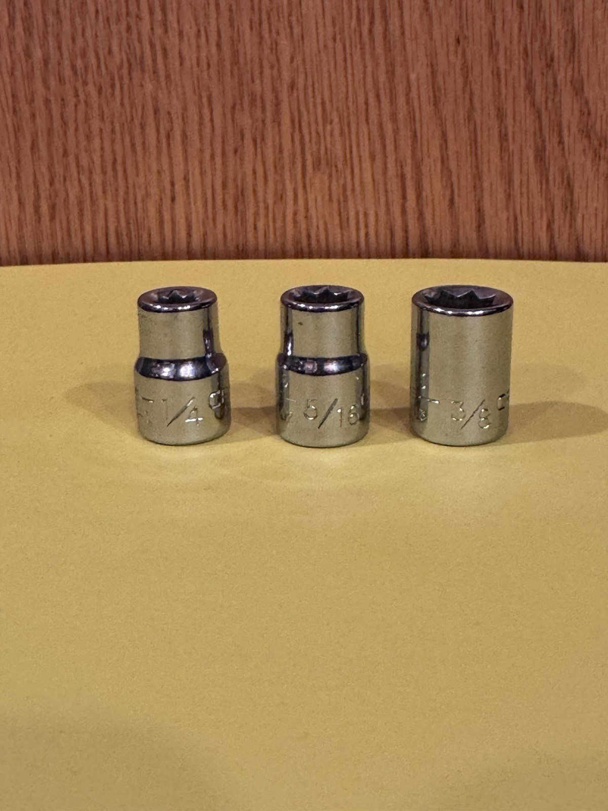 3 Craftsman Shallow Sockets SAE 8 Point 3/8″ Drive 1/4″ 5/16″ 3/8″ EE Series USA