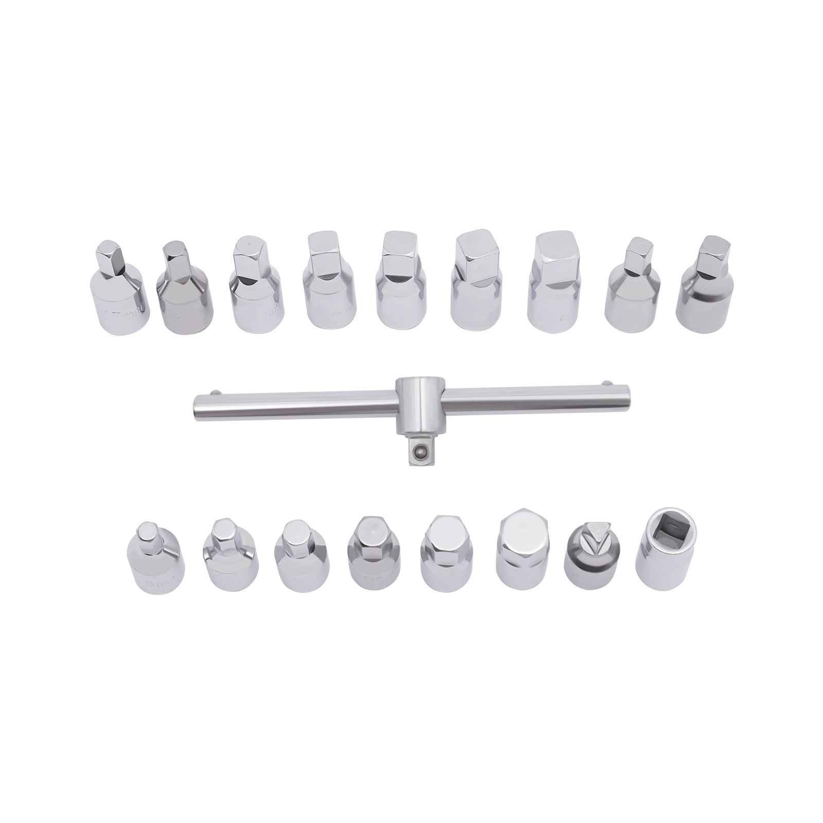 18x Oil Drain Pipe Plug Hexagon Square Socket Key Removal Tool Set 3/8in Drive