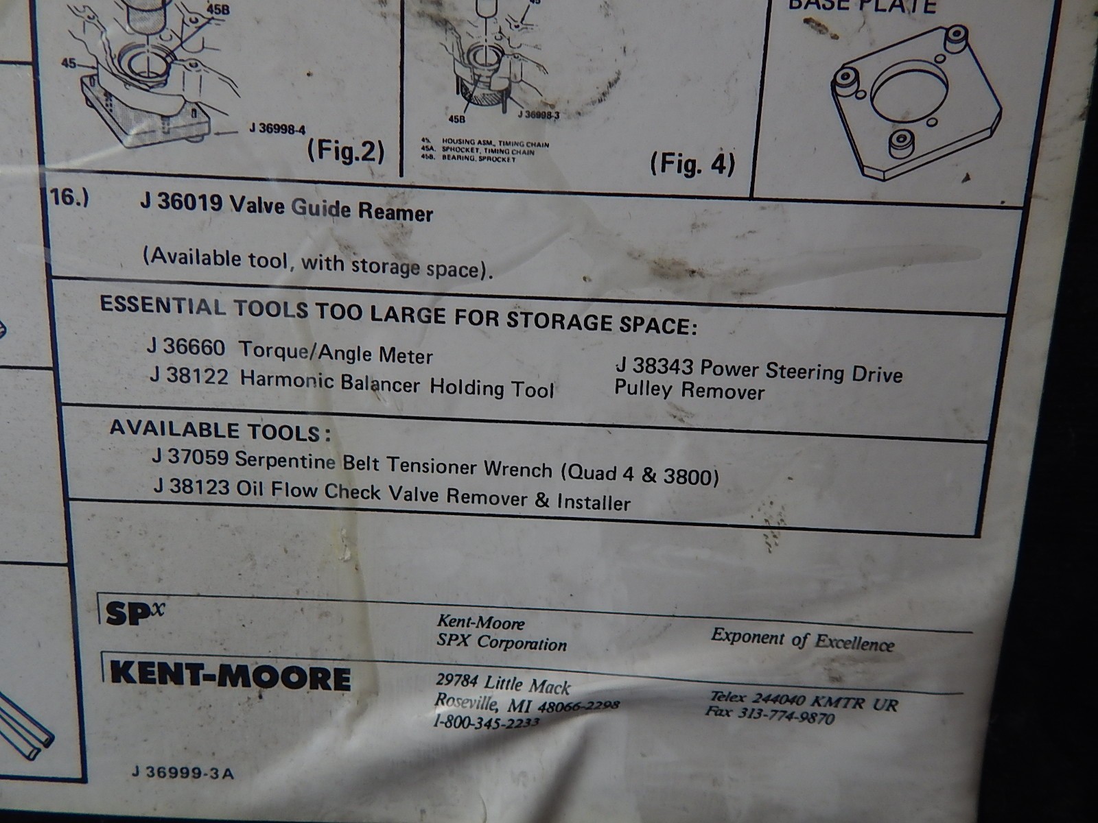 J-36999-2 Kent-Moore QUAD 4 DOHC Engine Service Tool Set Service Kit Valves Seal