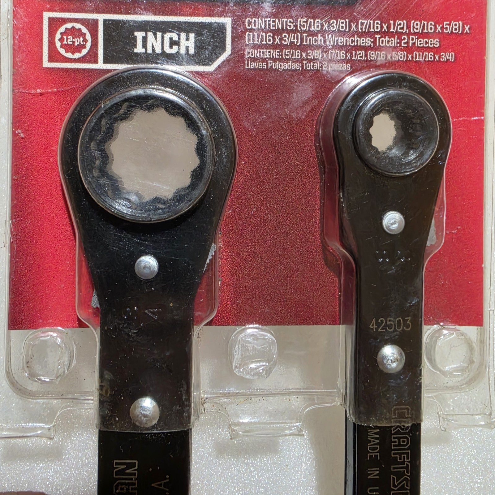 Craftsman USA 4 In One Wrench Set. #42501. 12 Pt, 2 Wrenches 8 SAE Sizes. NOS. B