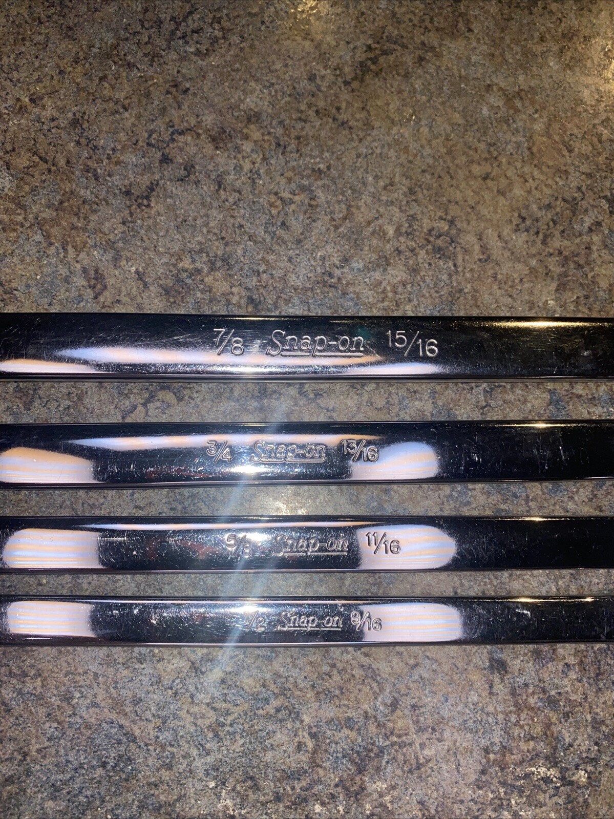SNAP-ON Box End Wrench Set Of Four 7/8 15/16 3/4 3/16 5/8 11/16 1/2 9/16