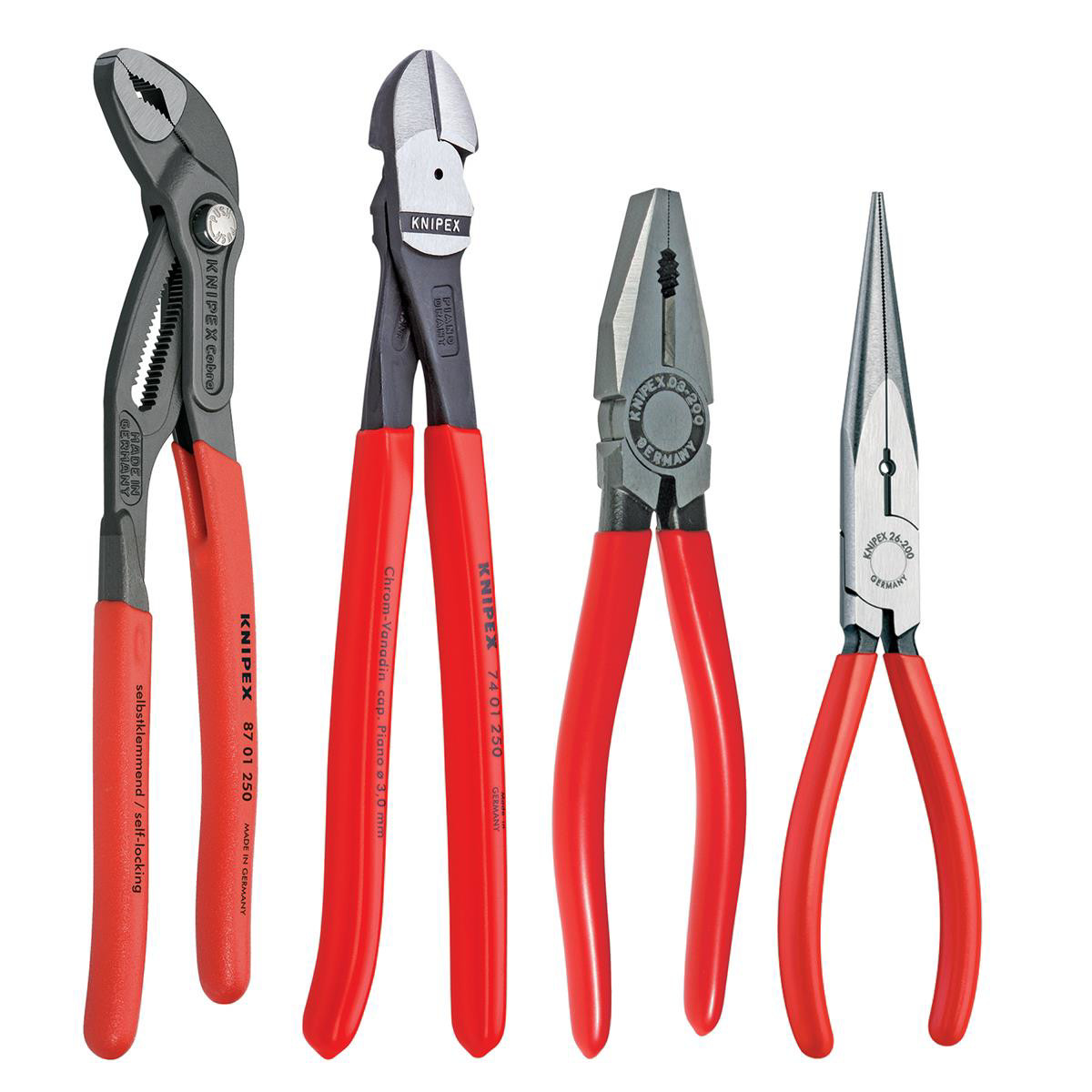 KNIPEX 9K008094US 4 Piece Pliers Set Cobra Diagonal Long Nose Combo