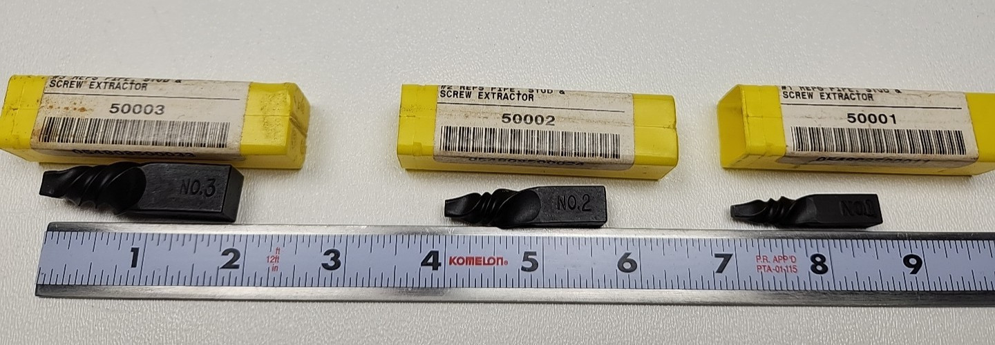 Walton Pipe Stud And Screw Extractors 3 Piece Set Reps #1, #2, #3 New Old Stock