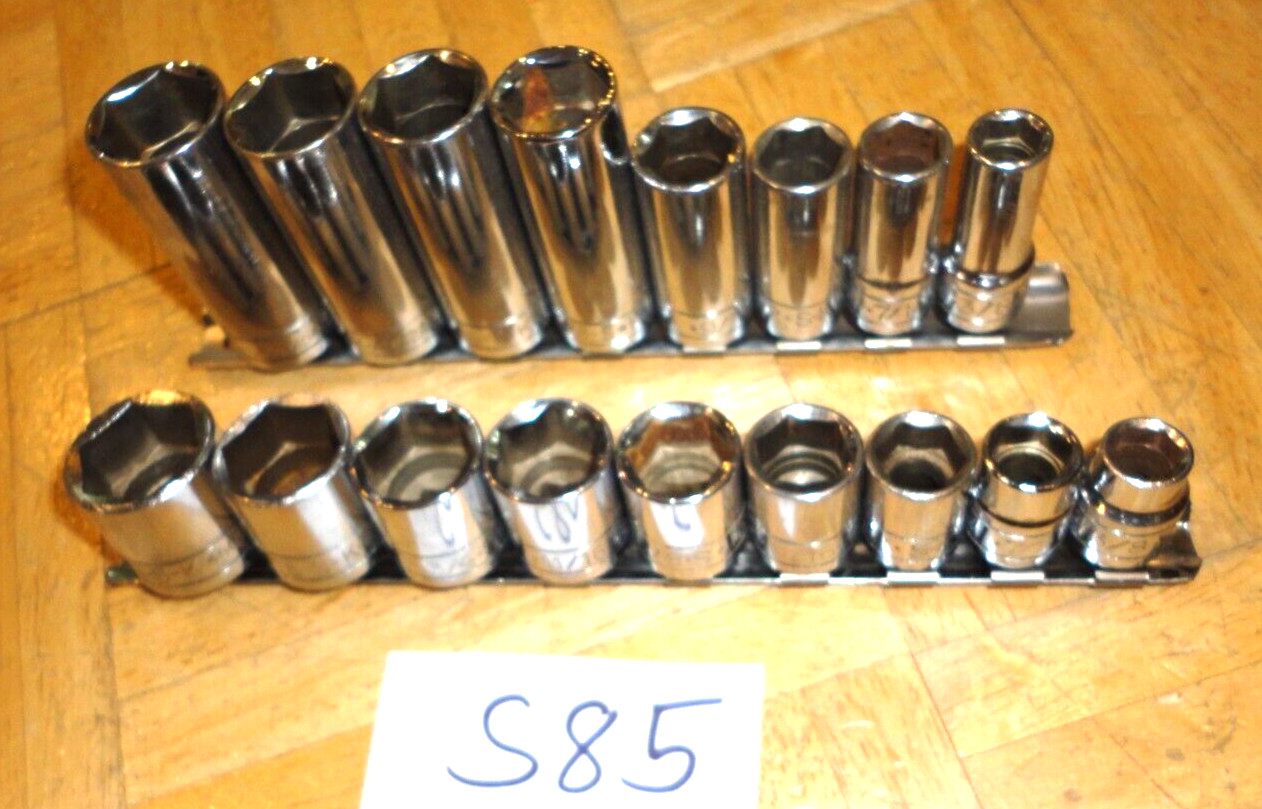S-K TOOLS 17 PIECE 3/8 DRIVE SHORT & DEEP SAE. SOCKET SETS