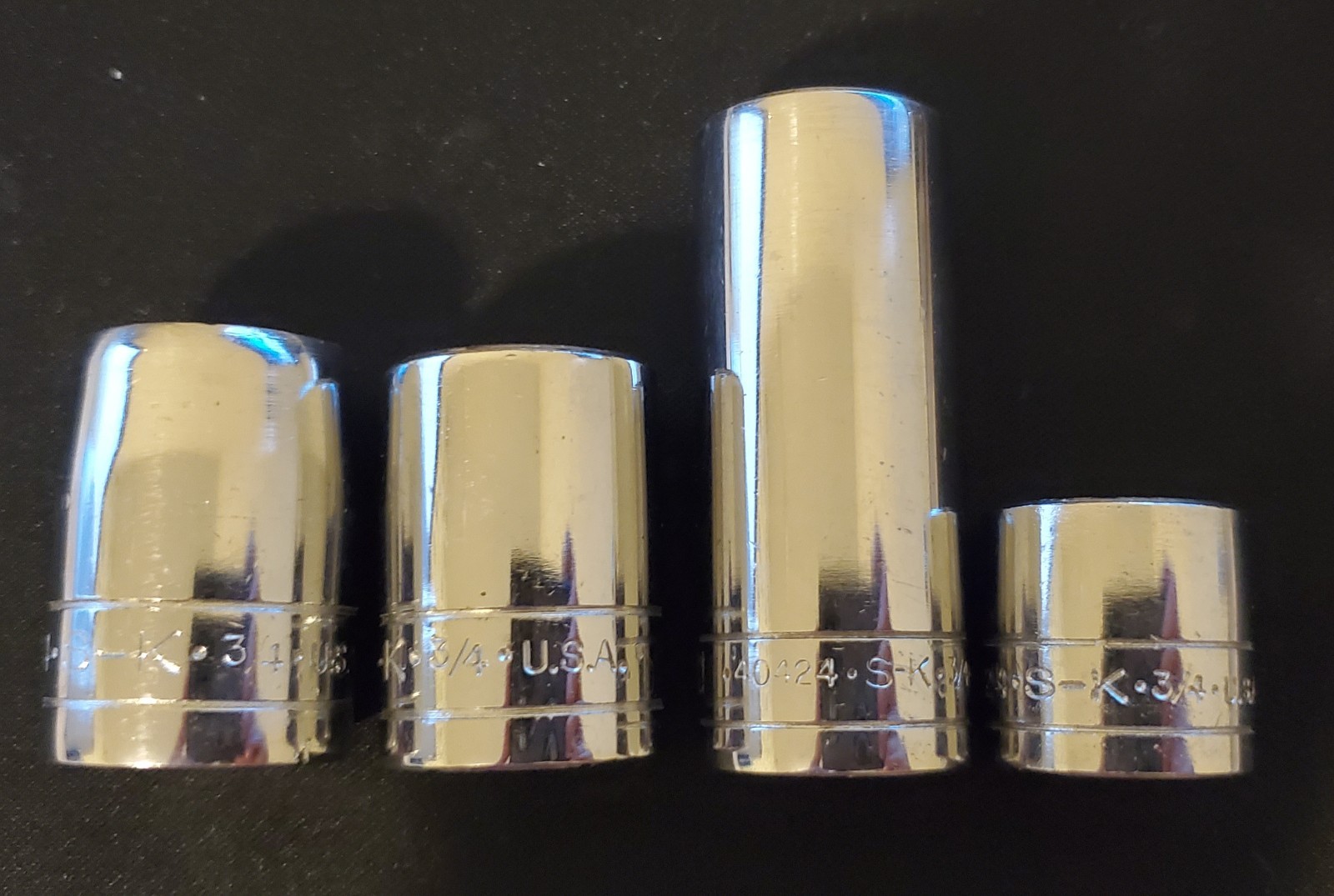 S K Tools 3/4″ Sockets 1/2″ & 3/8″ Drive Lot of 4