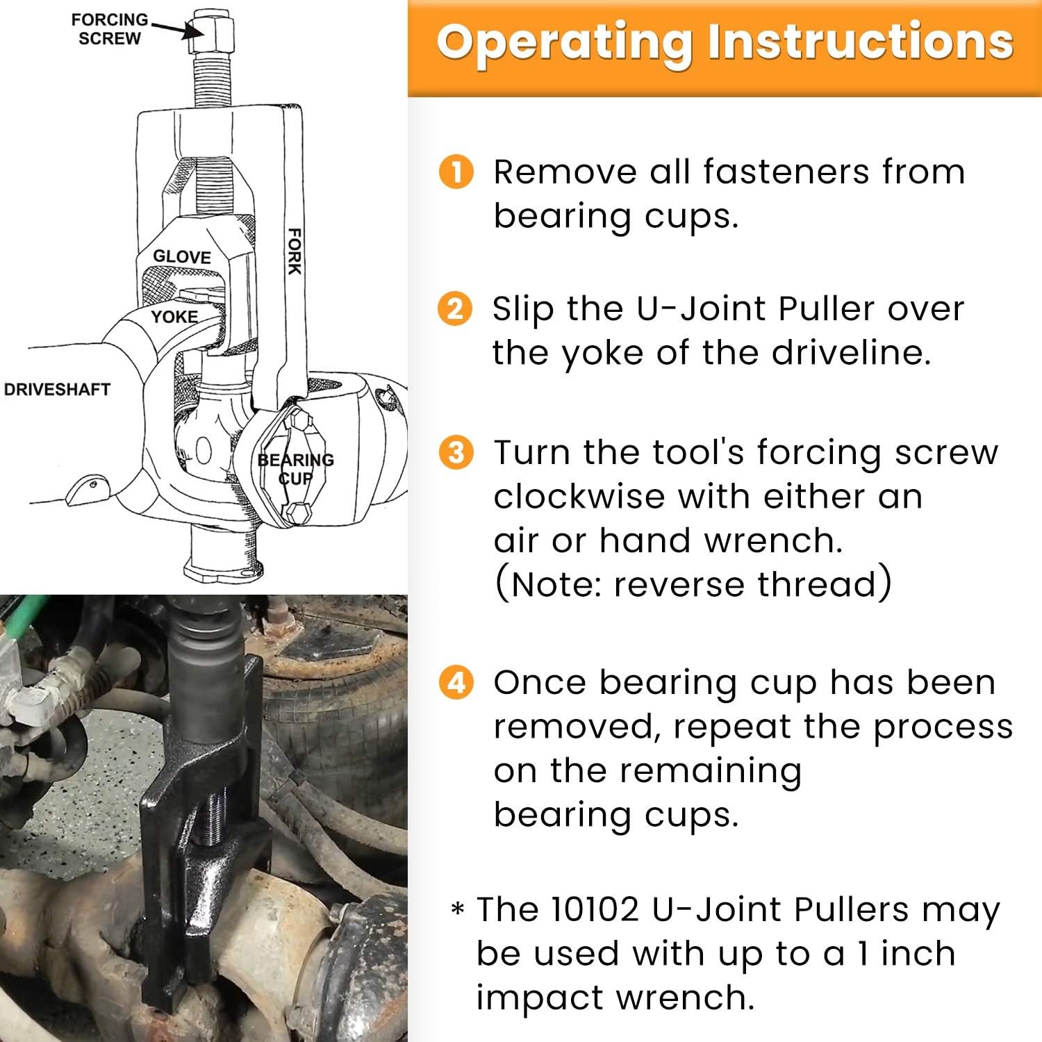 5192 Bearing Cup Installer Tool+ 10102 U Joint Puller Tool for Spicer drivelines