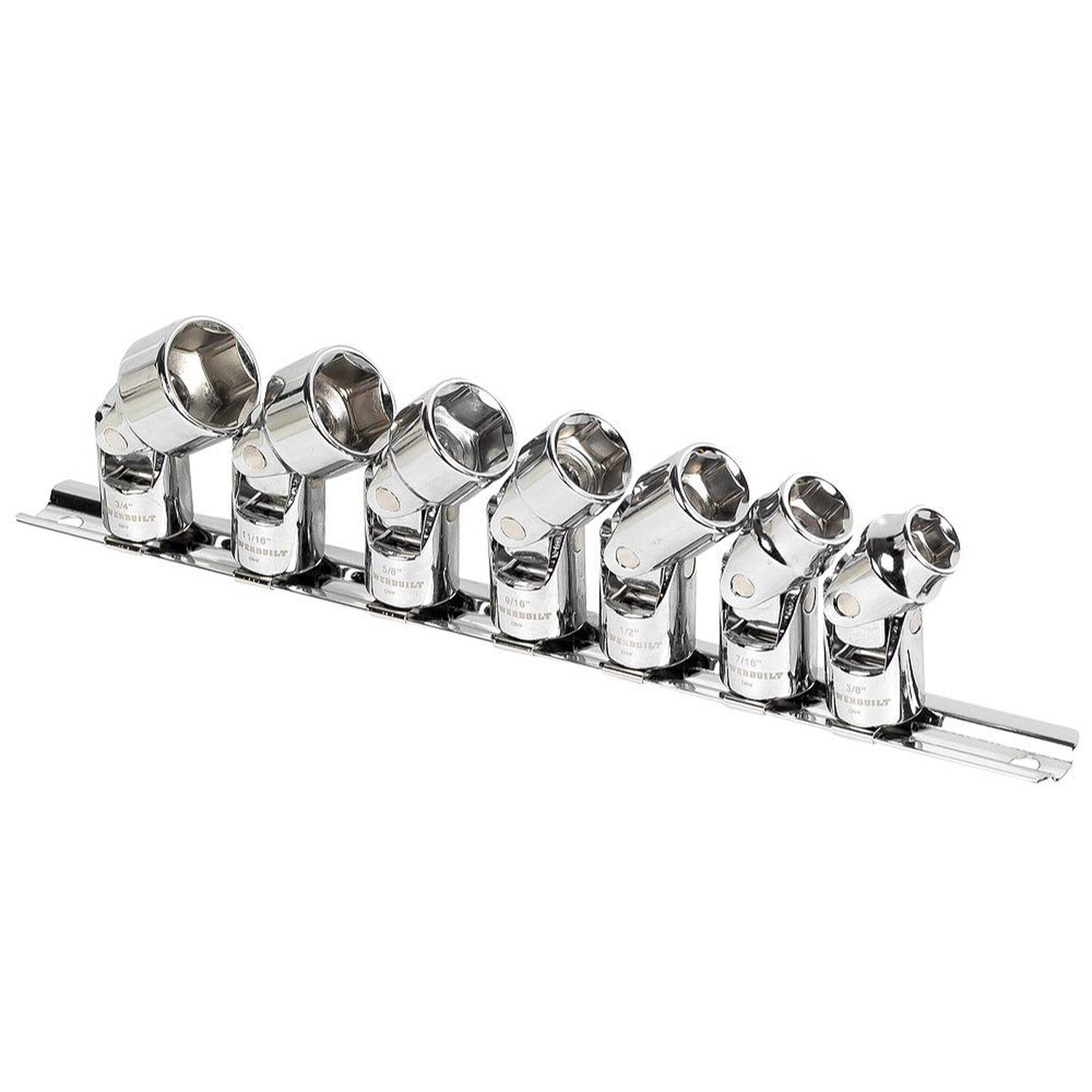 Powerbuilt Universal Joint Socket Set, SAE 7 Piece 3/8-Inch Drive, 6 Point, 3…