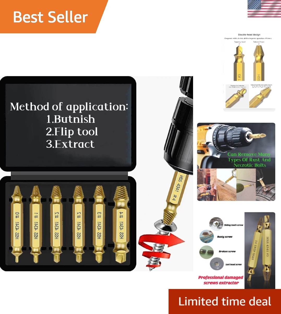 6-Piece High Speed Steel Screw Extractor Set – Efficient Damaged Screw Remover