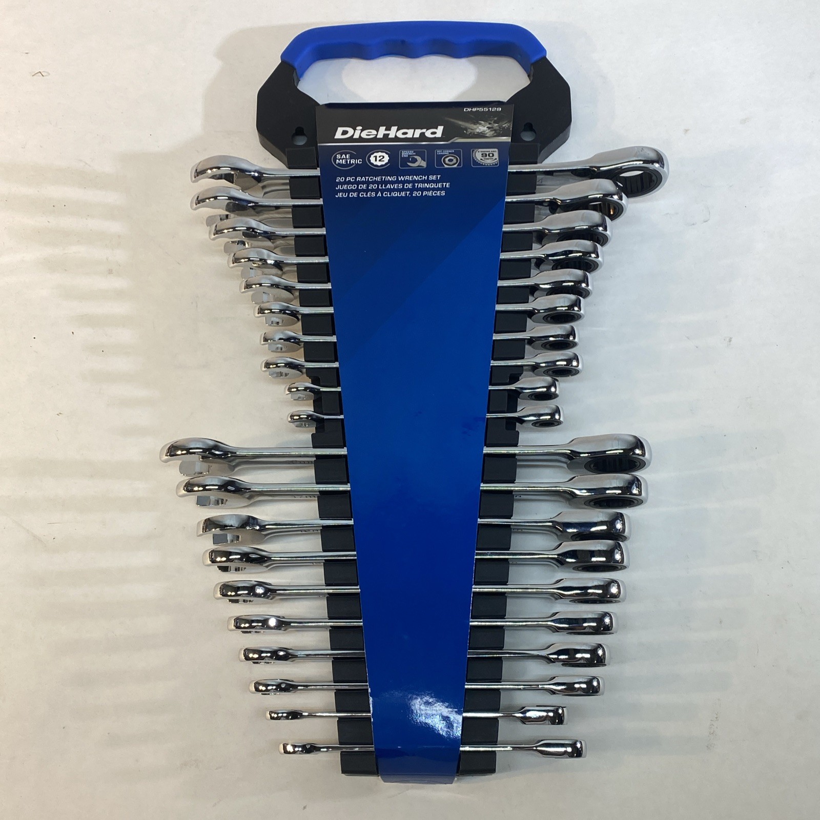 Diehard – 20 Pc. SAE + Metric Ratcheting Wrench Set Chrome Auto Mechanic Tools