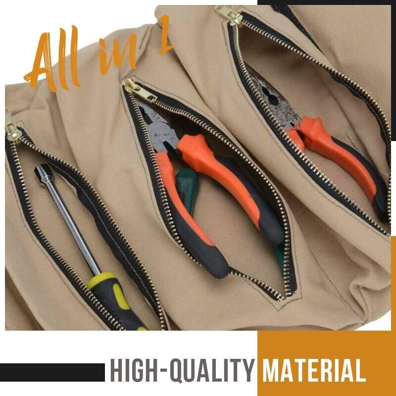 Auto Roll Up Tool Bag Multiple Pockets Canvas Storage Hanging Tool Bag