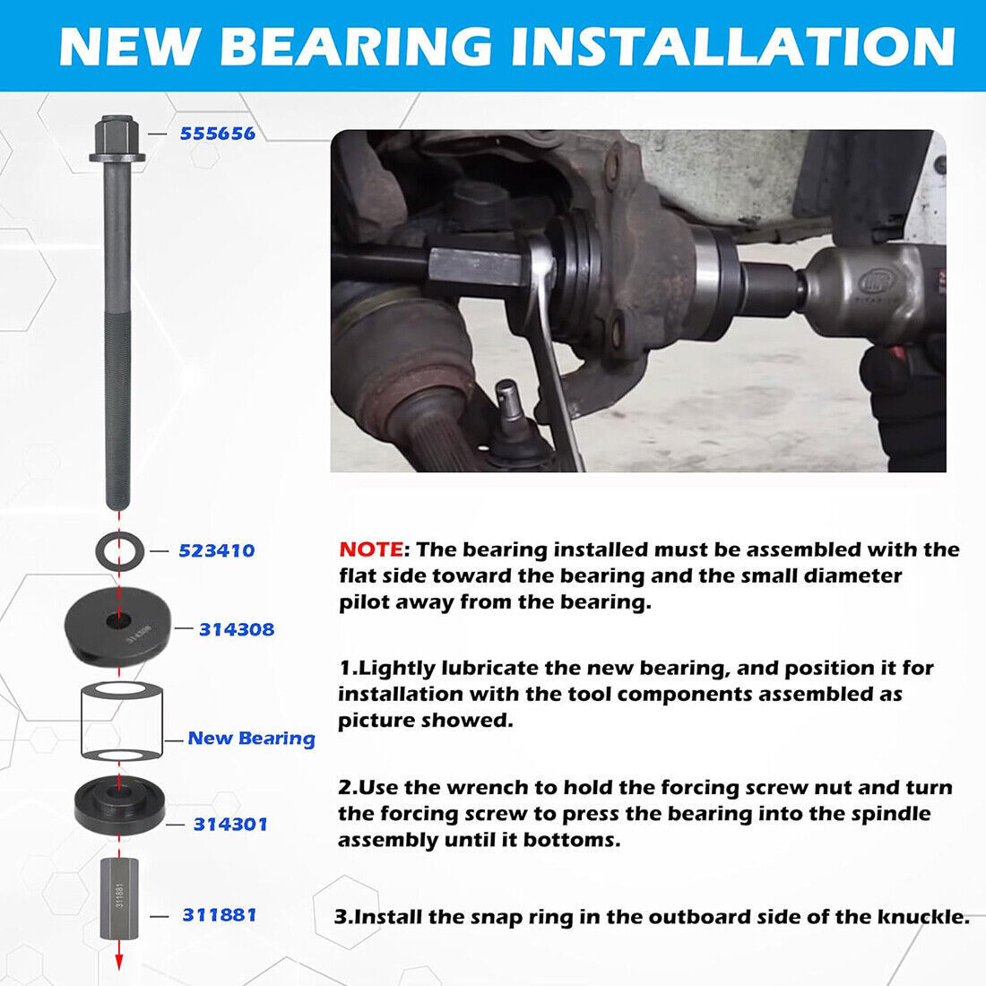 6575 Universal Hub Grappler Kit Fit Vehicle Wheel Hub & Bearing Remove & Install
