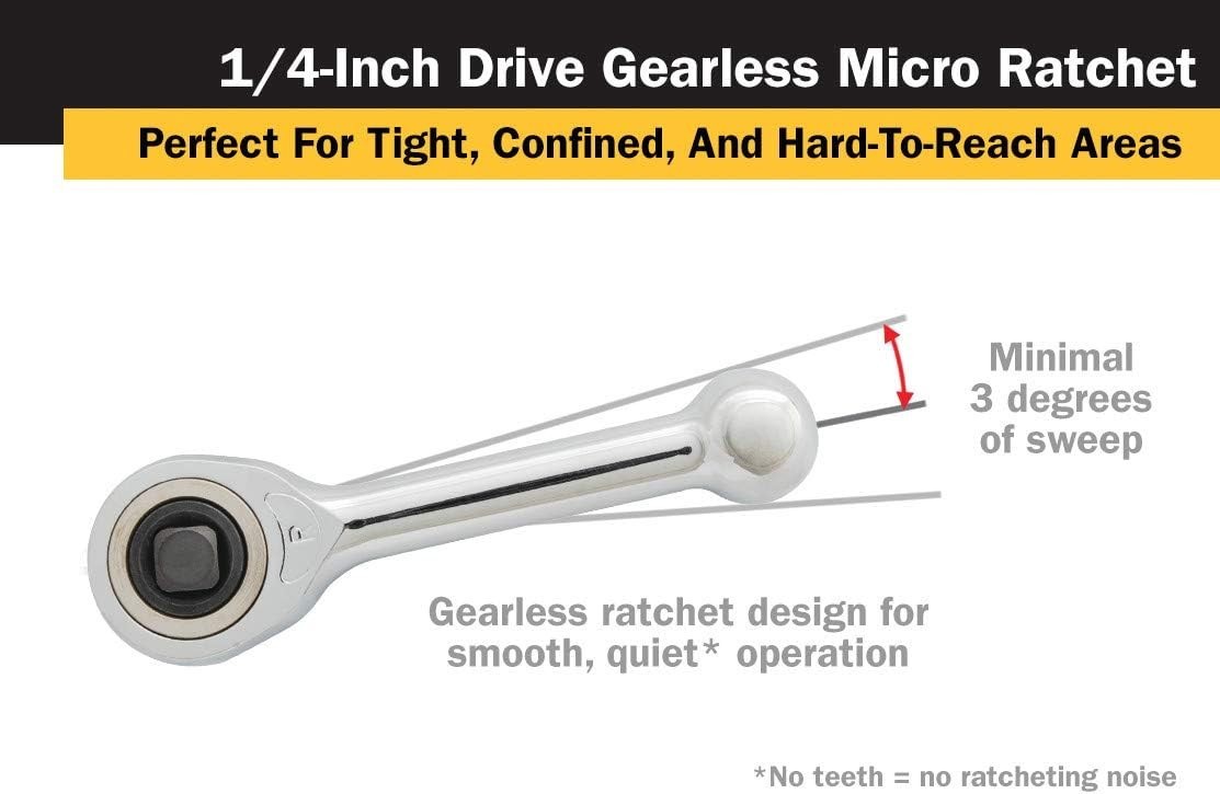 Compact 1/4-Inch Drive Gearless Ratchet – Effortless Operation in Confined Areas