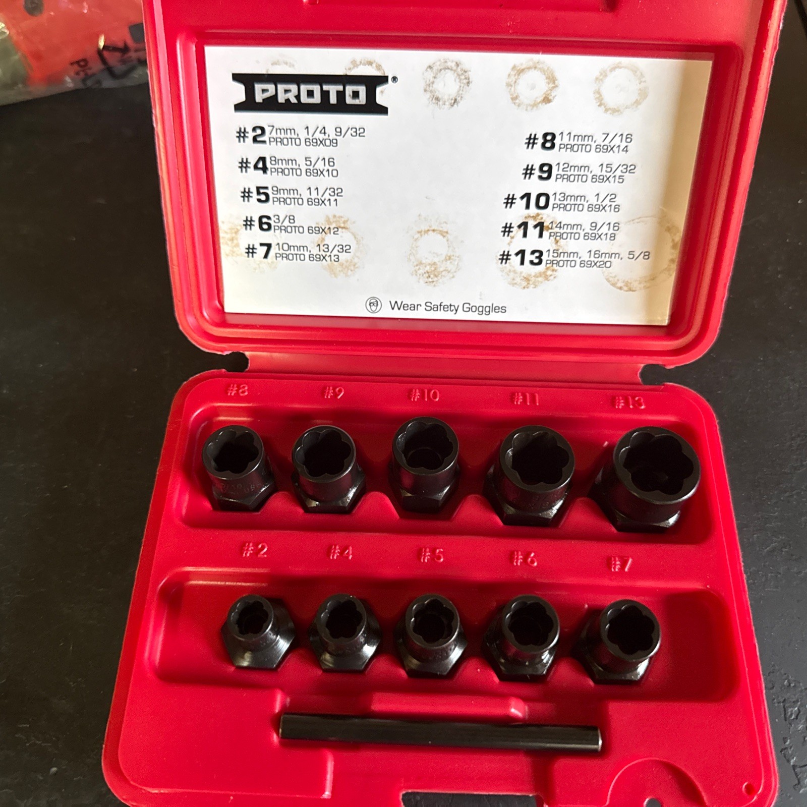 10pc Set PROTO J69X00 Extractor Set 1/4-5/8 & 7-16mm ONE KIT