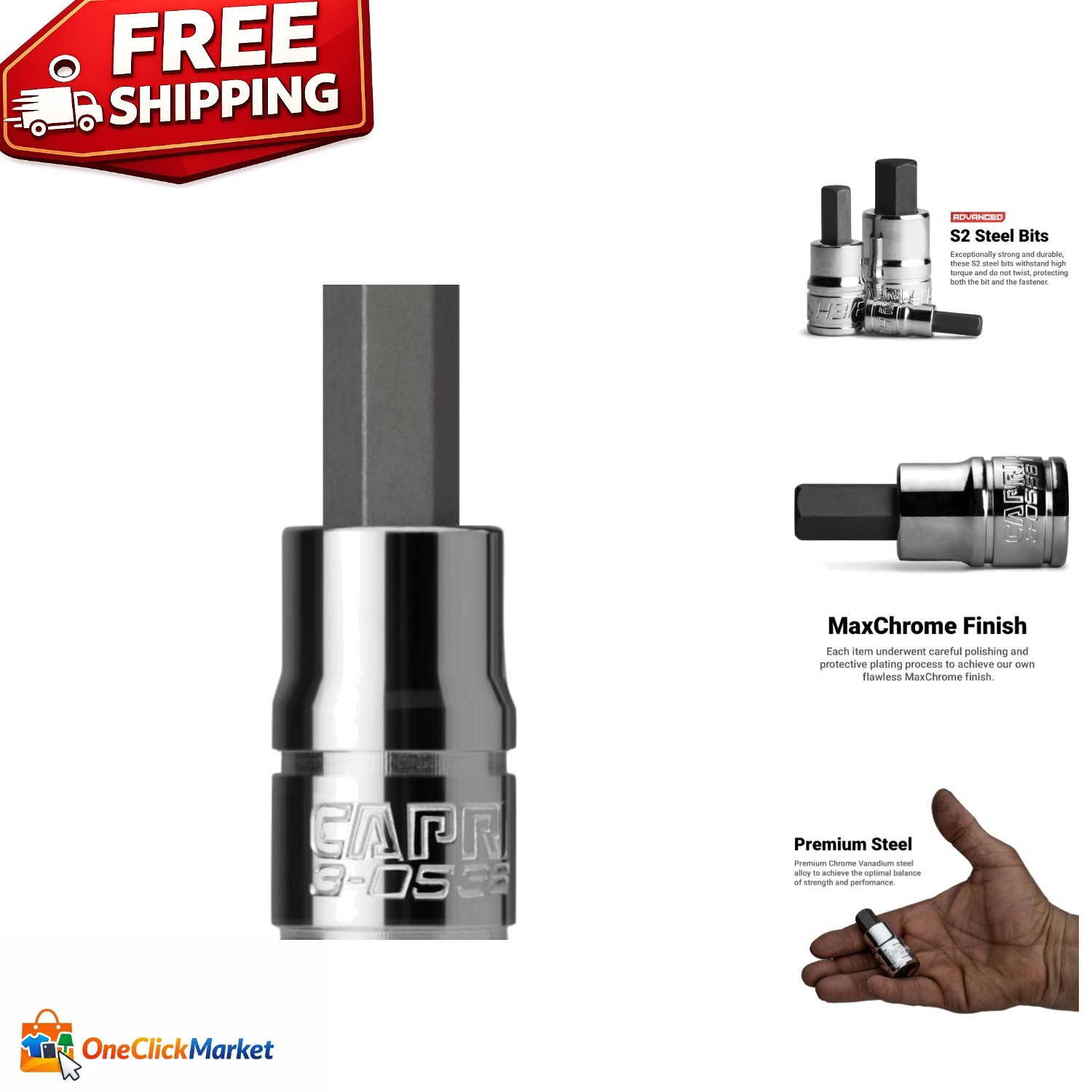 S2 Steel 6 mm Hex Bit Socket – 1/4 Inch Drive, Designed for Professional Use