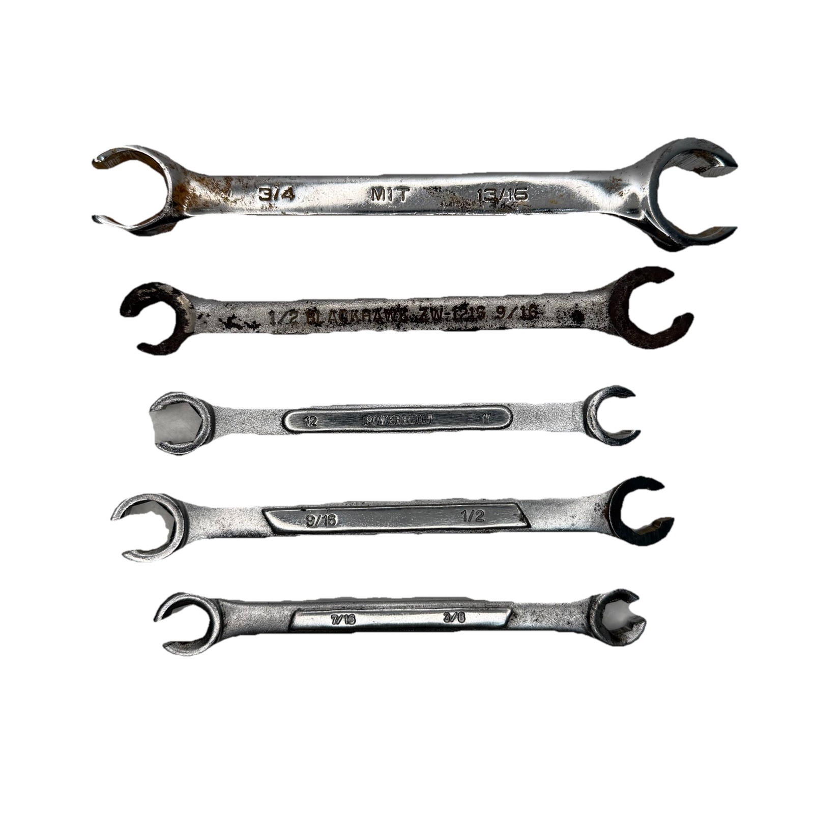 Mixed Flare Nut Line Wrench Set 5pc Blackhawk MIT Powerbuilt 1/2X9/16 3/4X13/16