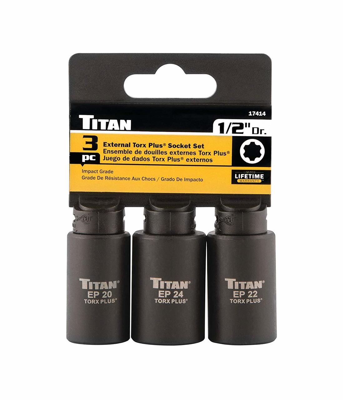 Titan Tools 17414 External Torx Plus Socket Set, 3 Piece